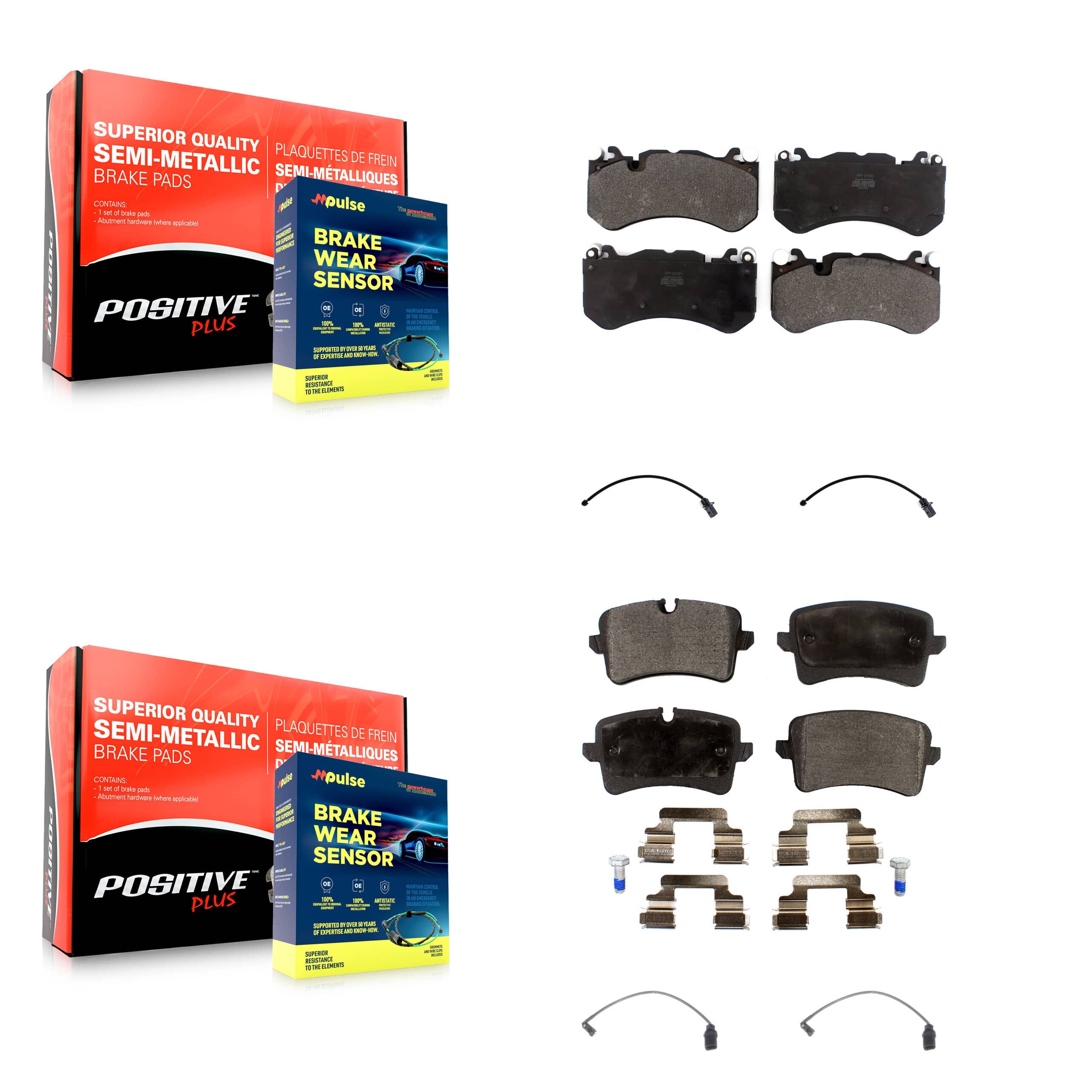 Positive Plus - KPW-100236 - Front and Rear Disc Brake Pad Kits