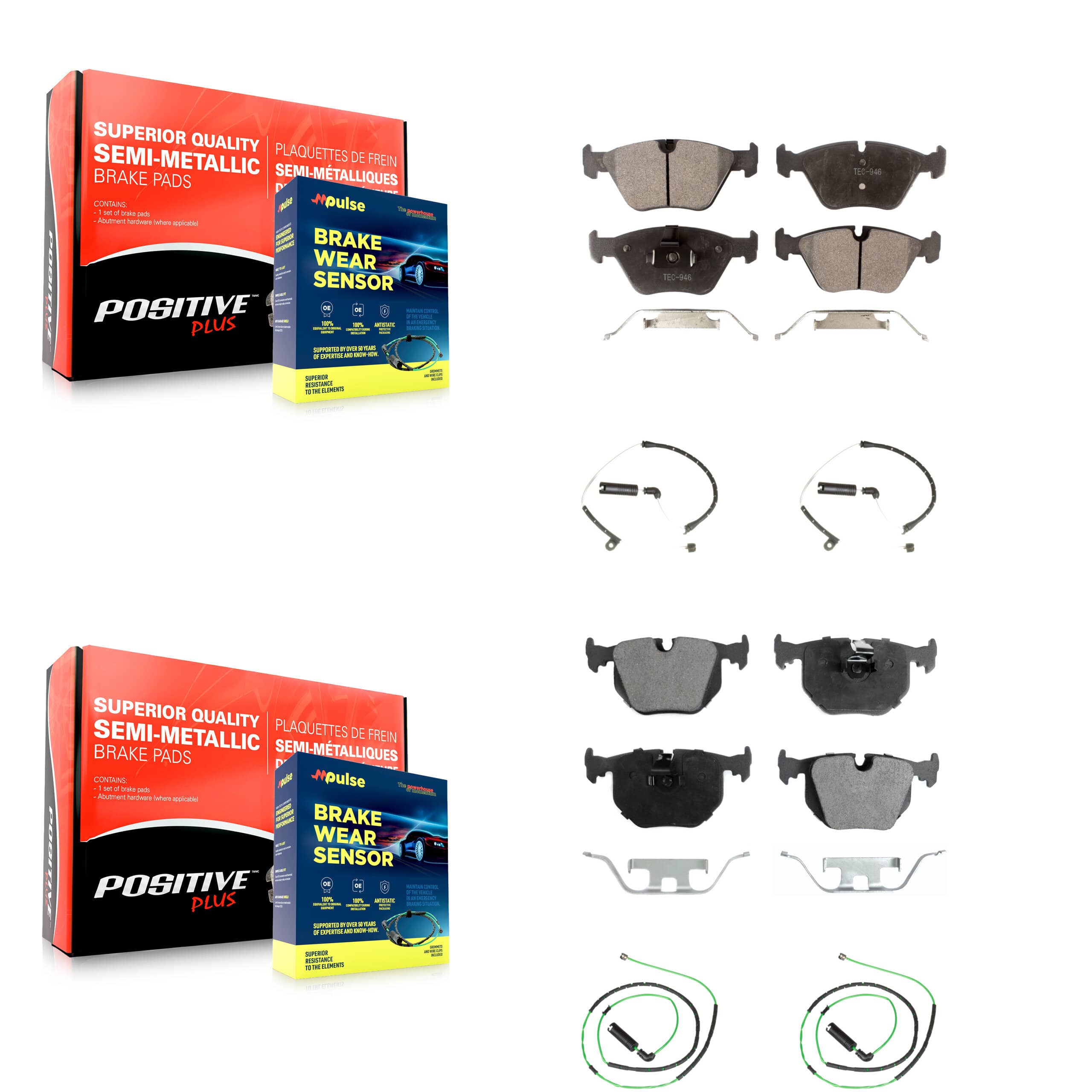 Positive Plus - KPW-100243 - Front and Rear Disc Brake Pad Kits