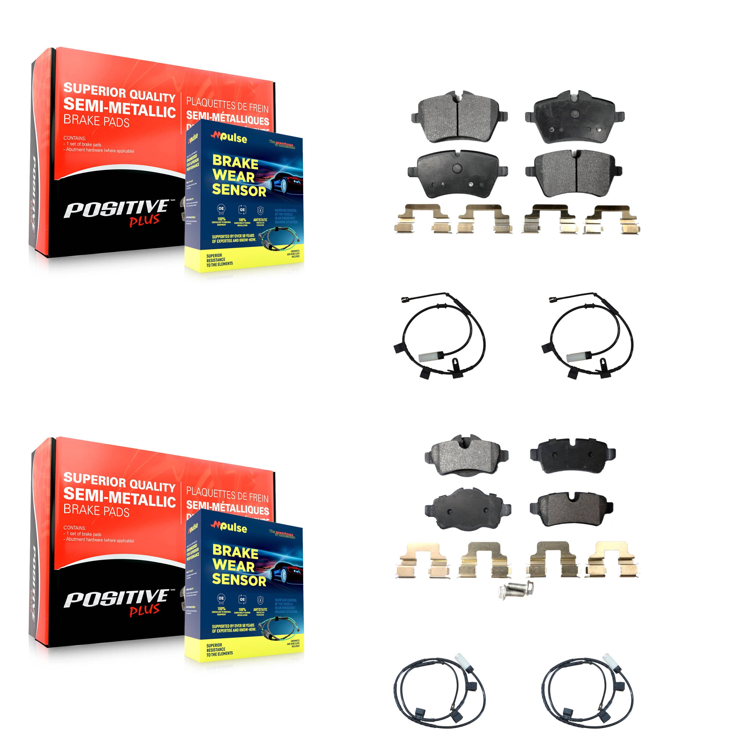 Positive Plus - KPW-100244 - Front and Rear Disc Brake Pad Kits