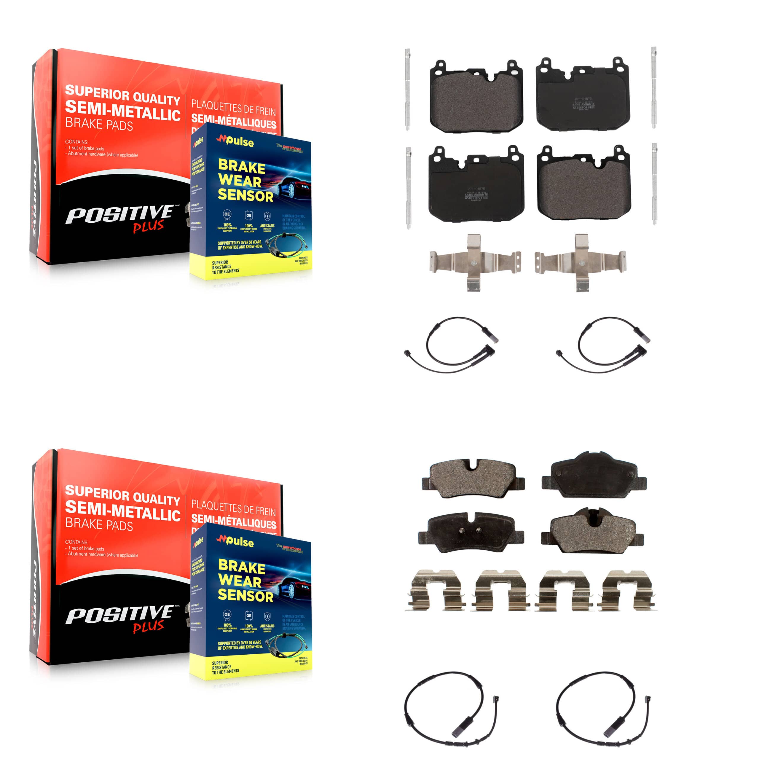 Positive Plus - KPW-100248 - Front and Rear Disc Brake Pad Kits
