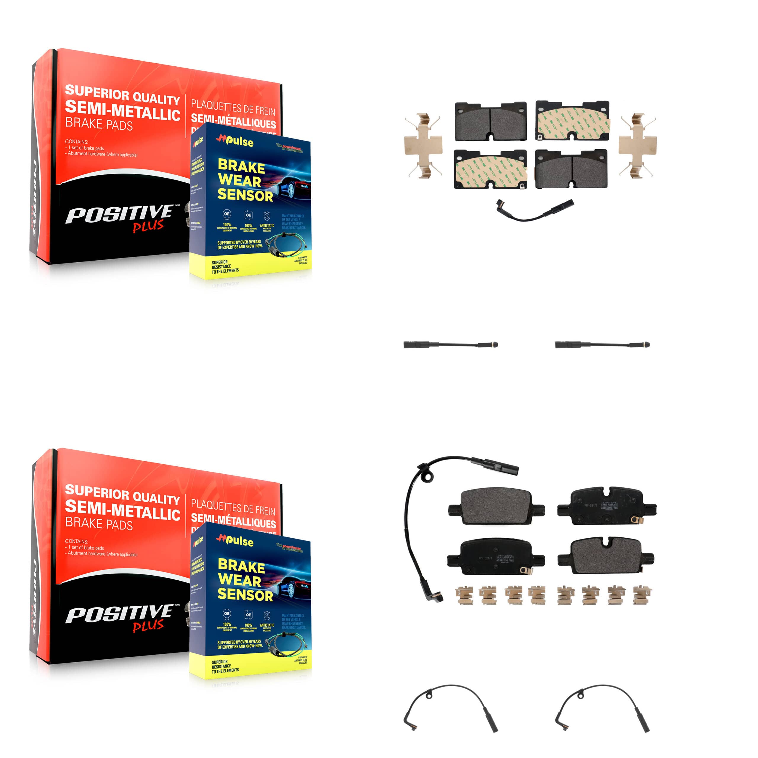 Positive Plus - KPW-100252 - Front and Rear Disc Brake Pad Kits