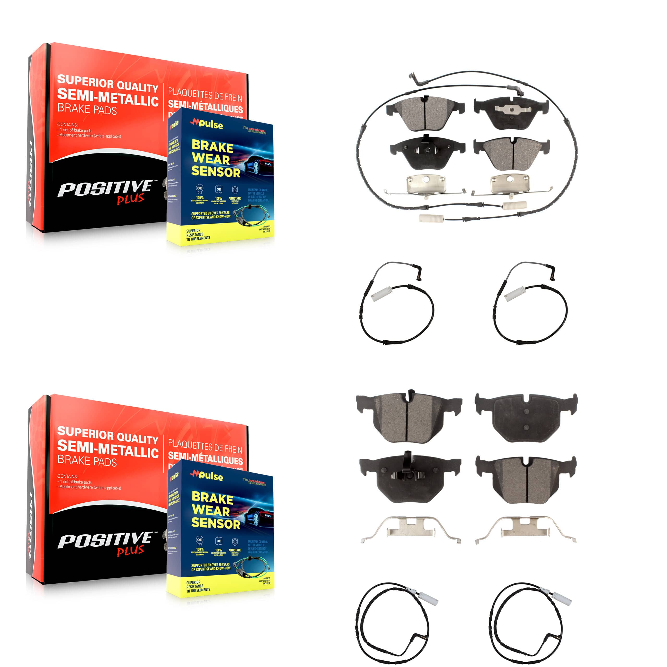 Positive Plus - KPW-100275 - Front and Rear Disc Brake Pad Kits