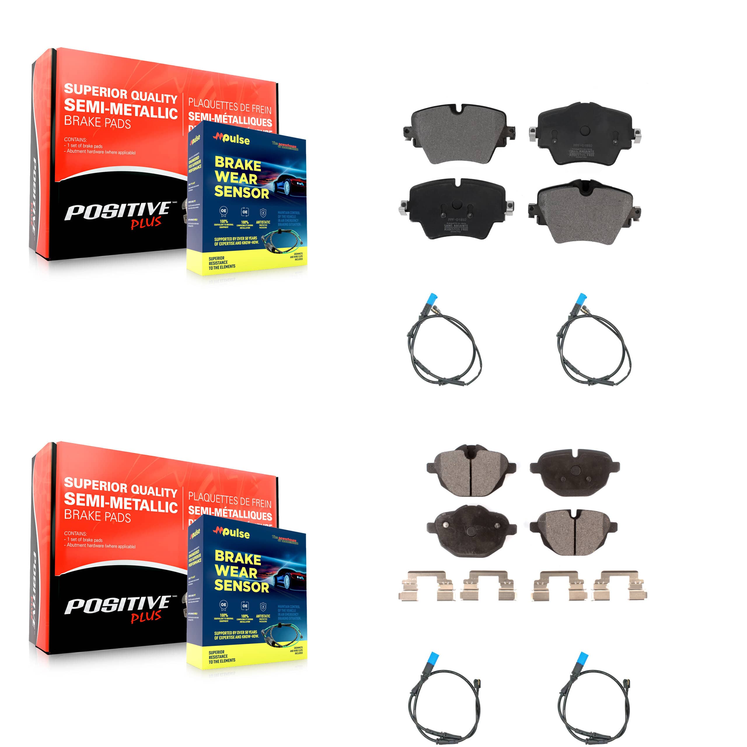 Positive Plus - KPW-100283 - Front and Rear Disc Brake Pad Kits
