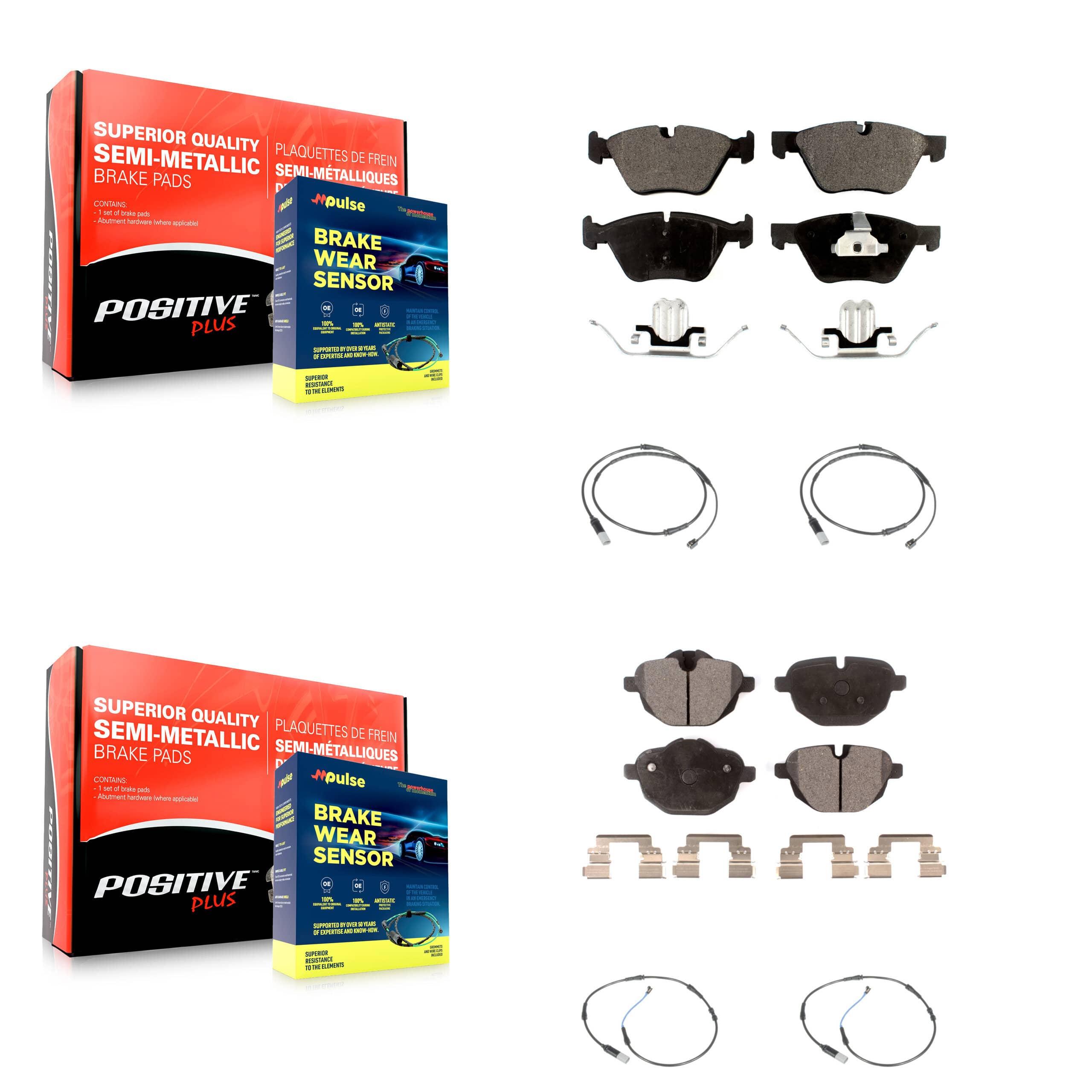 Positive Plus - KPW-100322 - Front and Rear Disc Brake Pad Kits