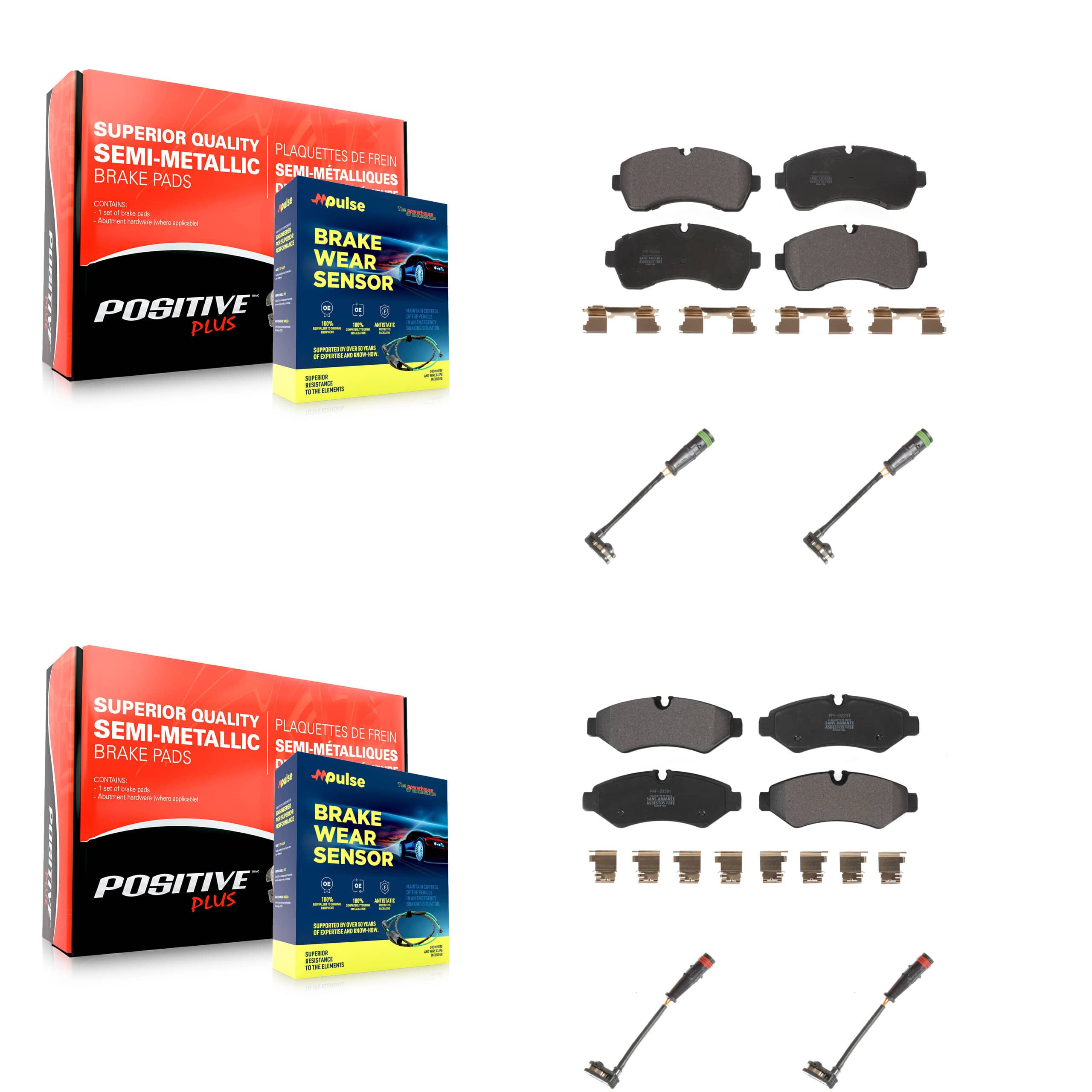 Positive Plus - KPW-100333 - Front and Rear Disc Brake Pad Kits