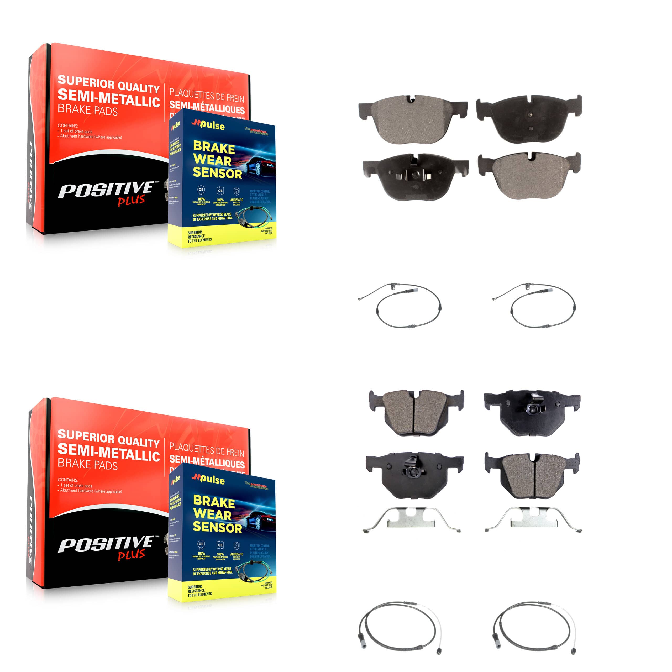Positive Plus - KPW-100340 - Front and Rear Disc Brake Pad Kits
