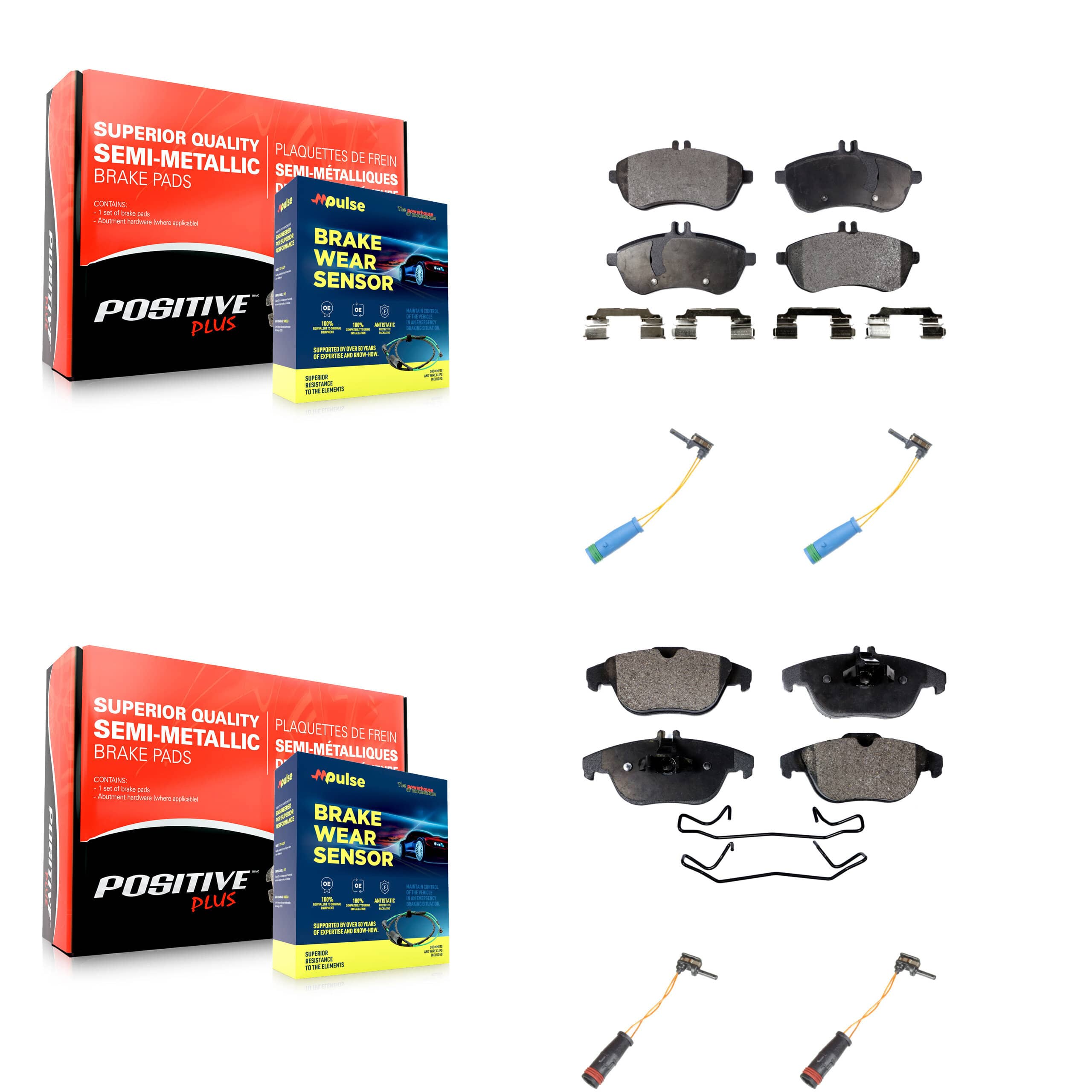 Positive Plus - KPW-100347 - Front and Rear Disc Brake Pad Kits