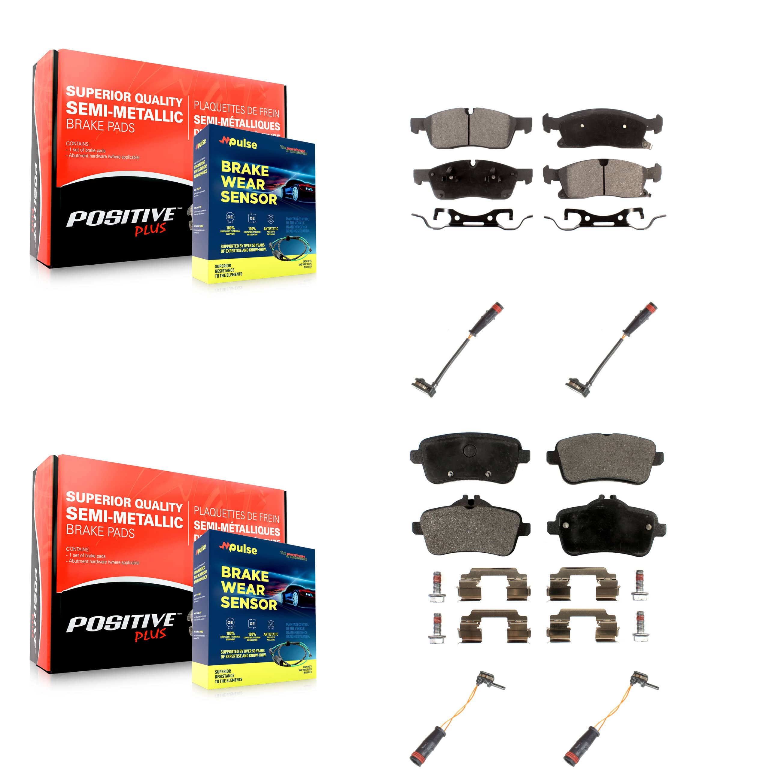 Positive Plus - KPW-100349 - Front and Rear Disc Brake Pad Kits