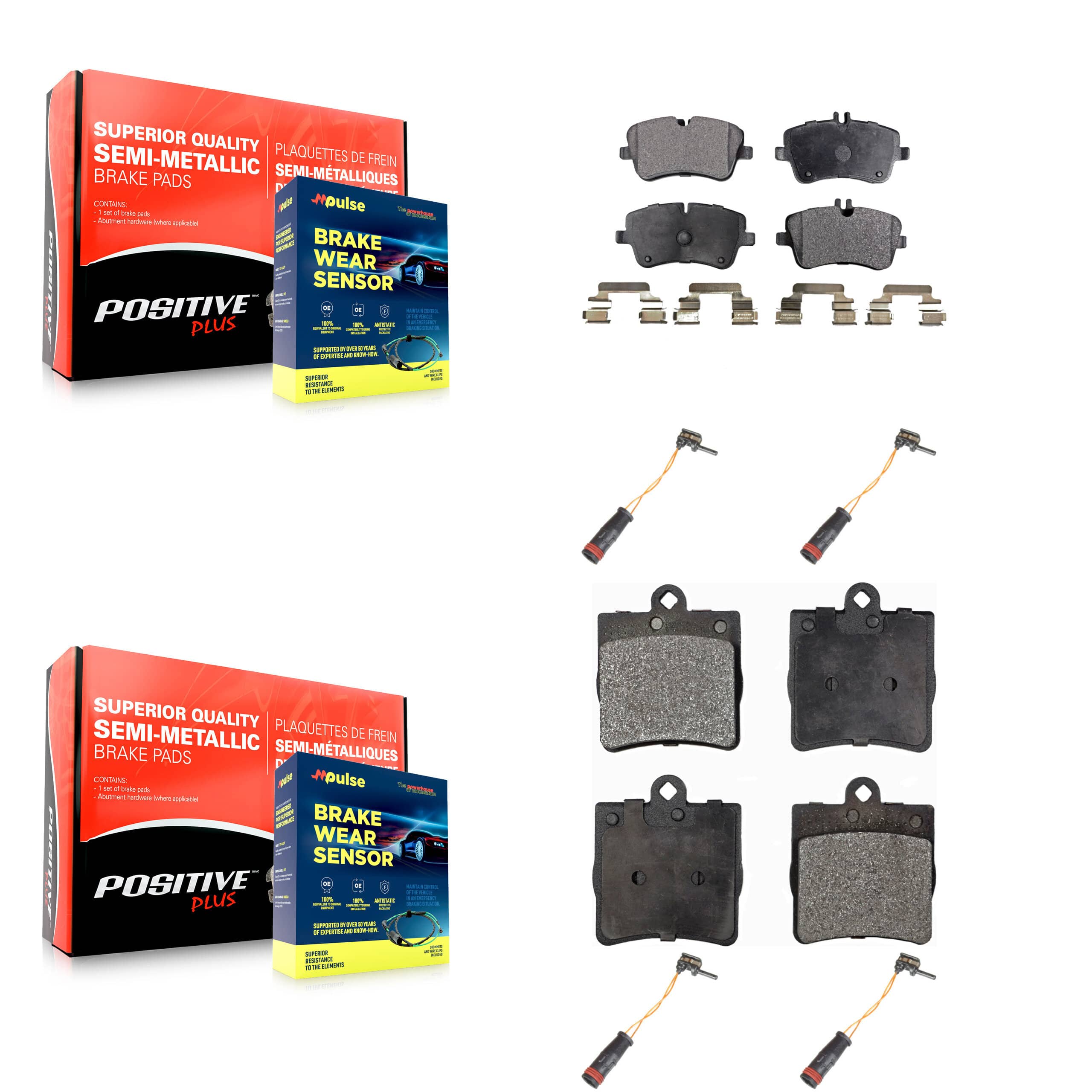 Positive Plus - KPW-100357 - Front and Rear Disc Brake Pad Kits