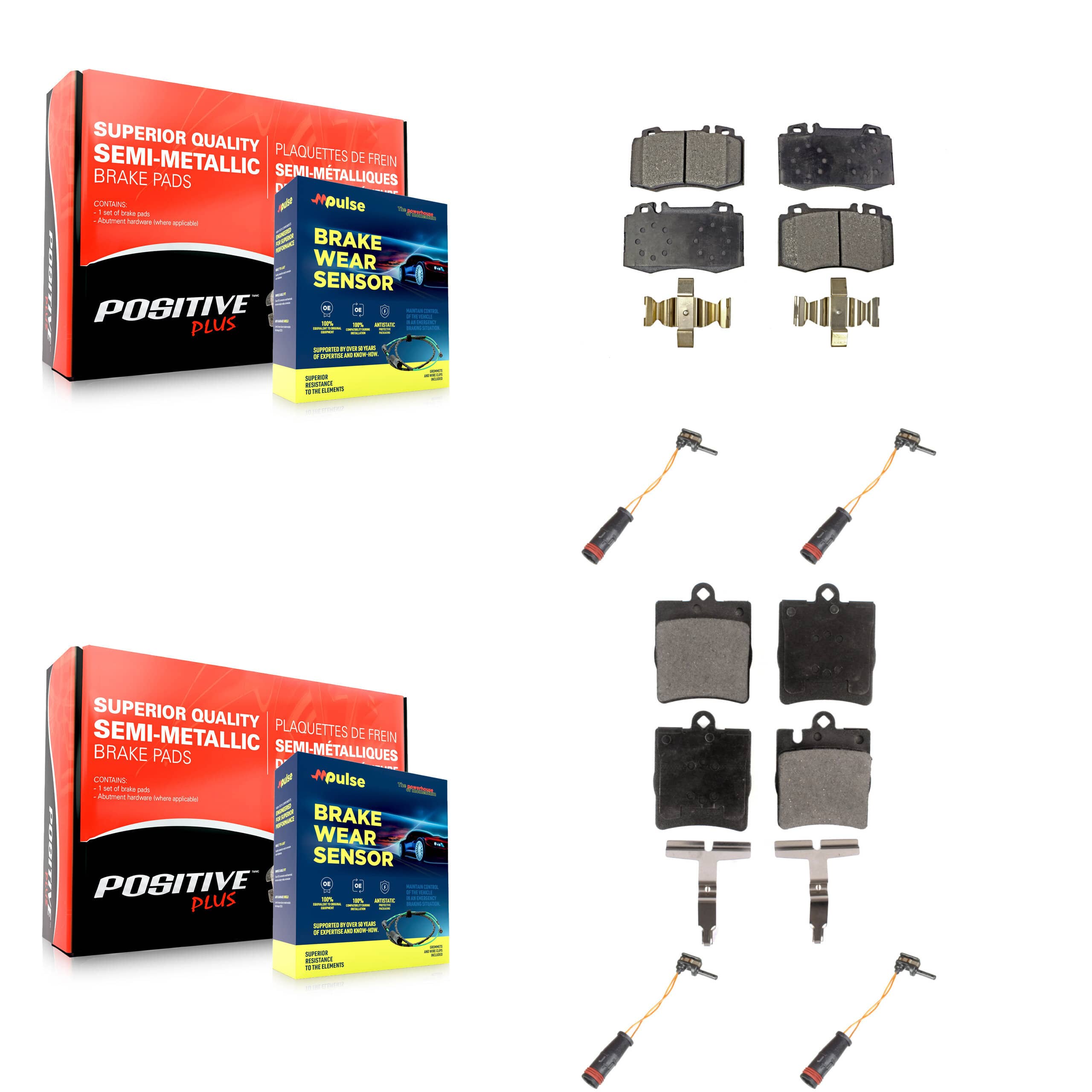 Positive Plus - KPW-100358 - Front and Rear Disc Brake Pad Kits