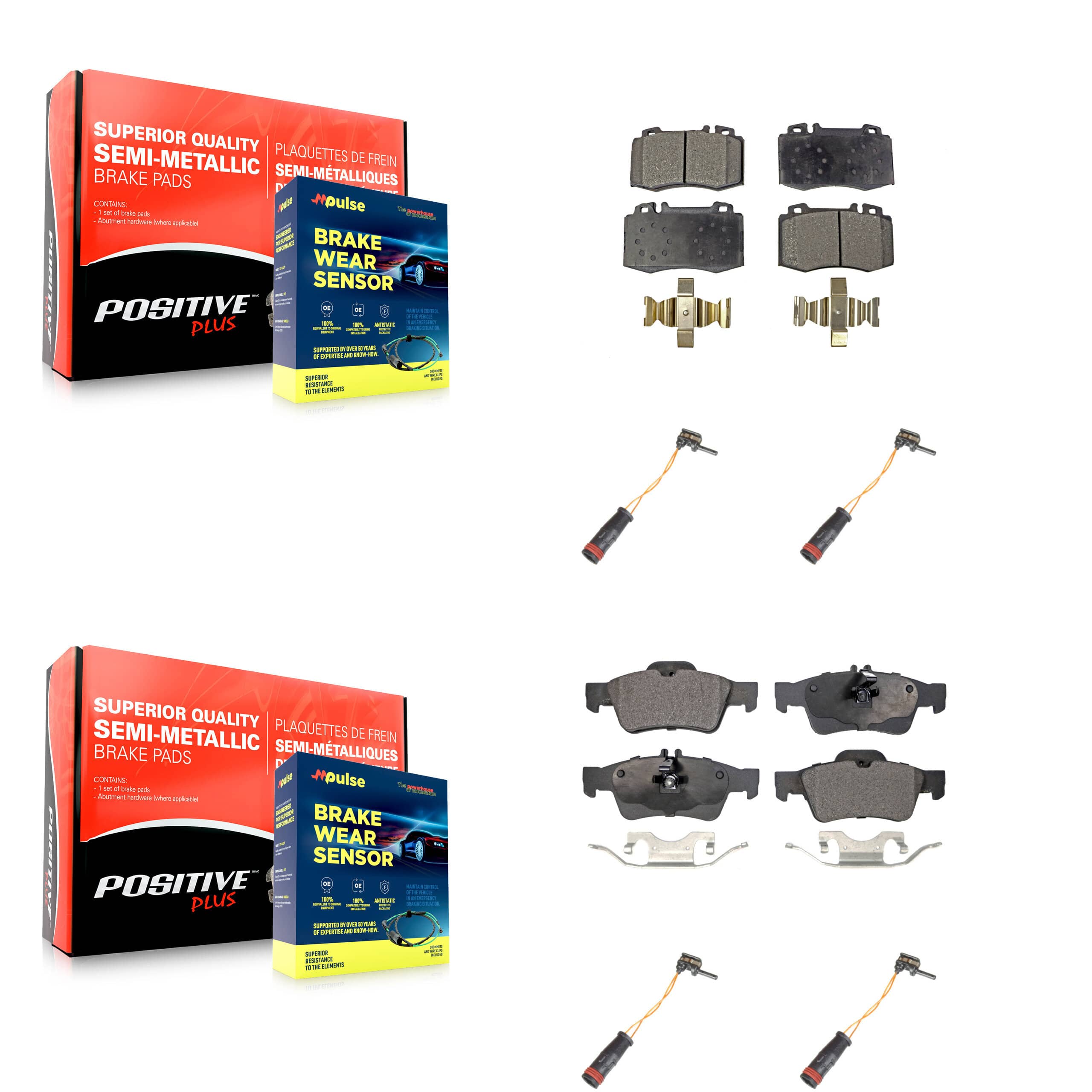 Positive Plus - KPW-100361 - Front and Rear Disc Brake Pad Kits