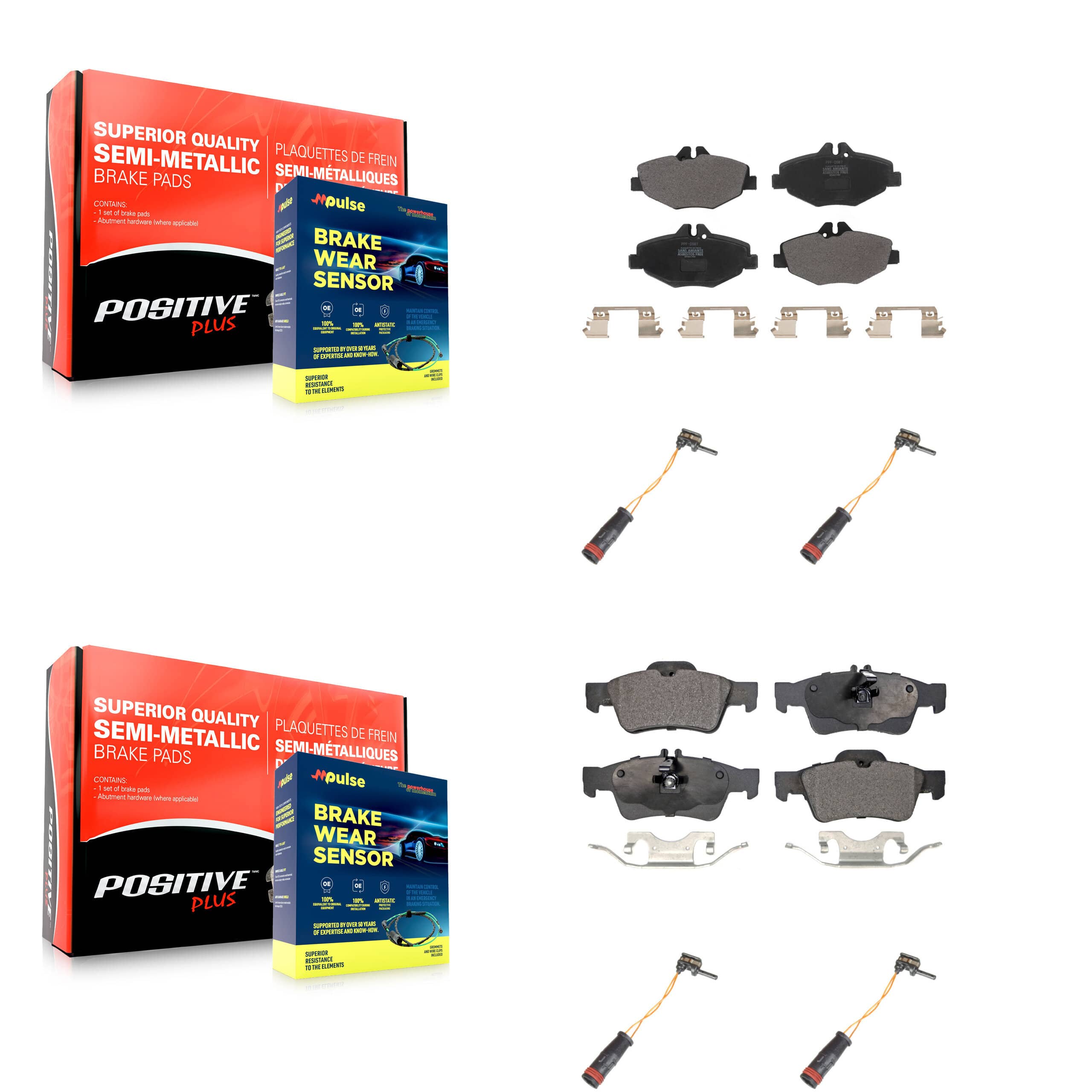 Positive Plus - KPW-100365 - Front and Rear Disc Brake Pad Kits