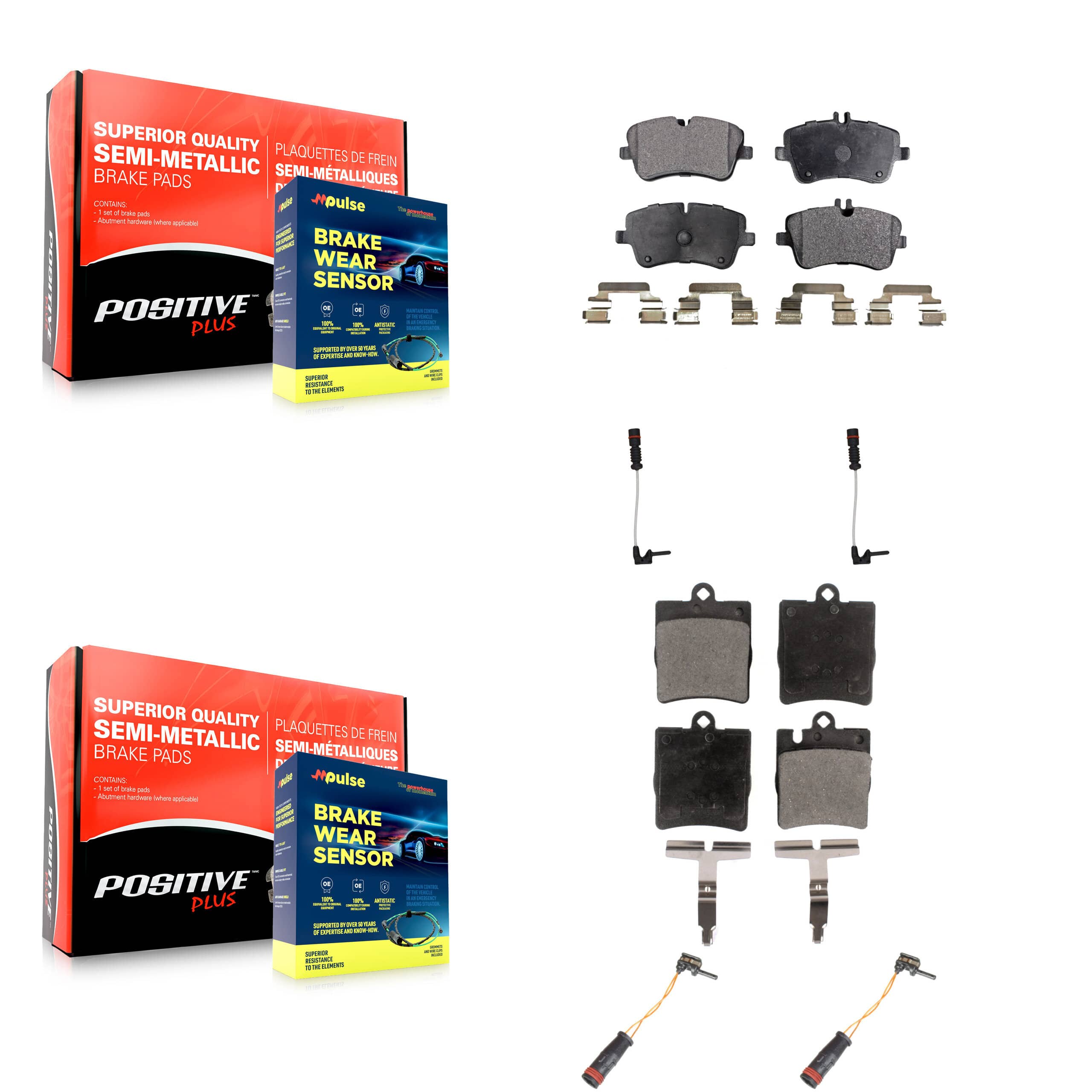 Positive Plus - KPW-100368 - Front and Rear Disc Brake Pad Kits