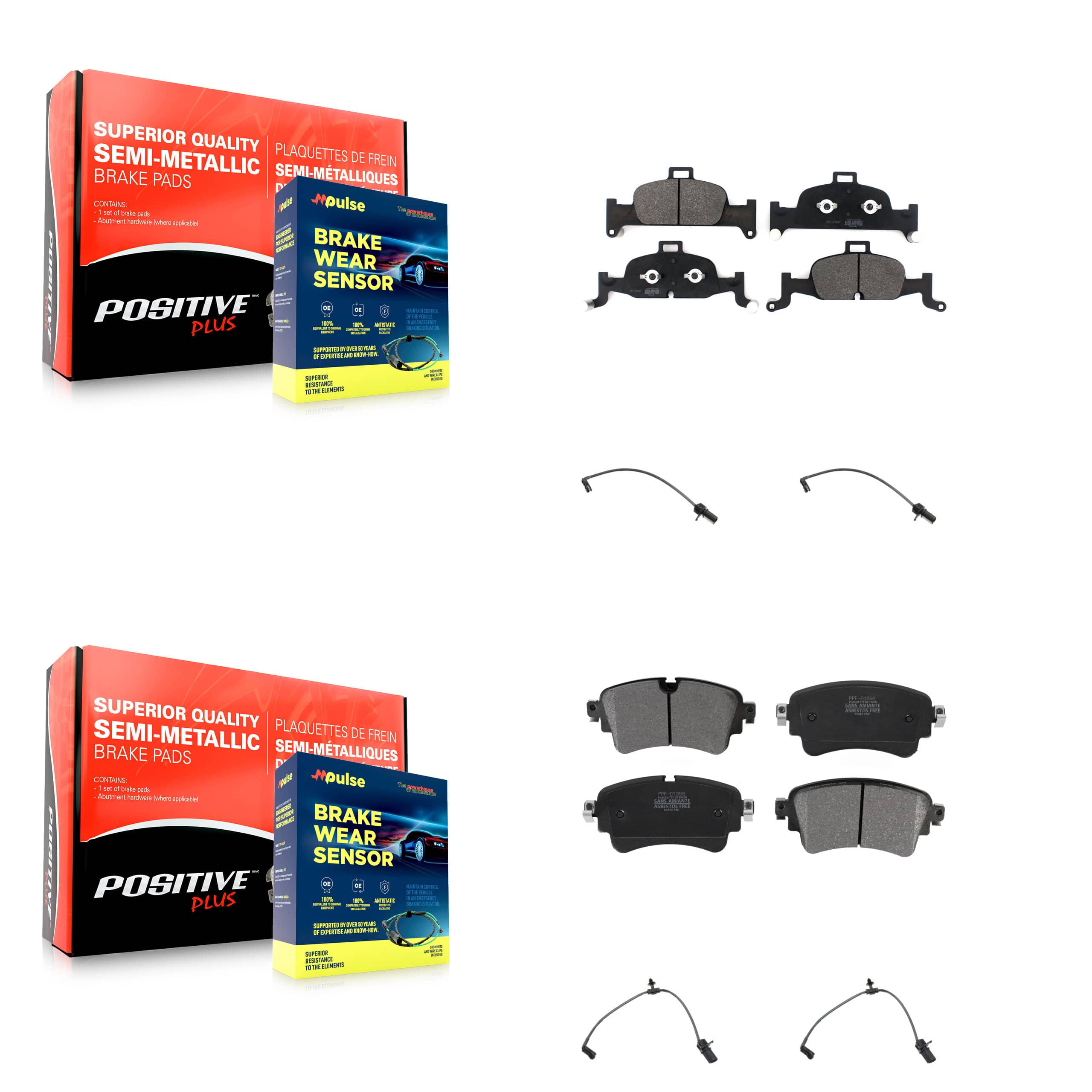 Positive Plus - KPW-100370 - Front and Rear Disc Brake Pad Kits