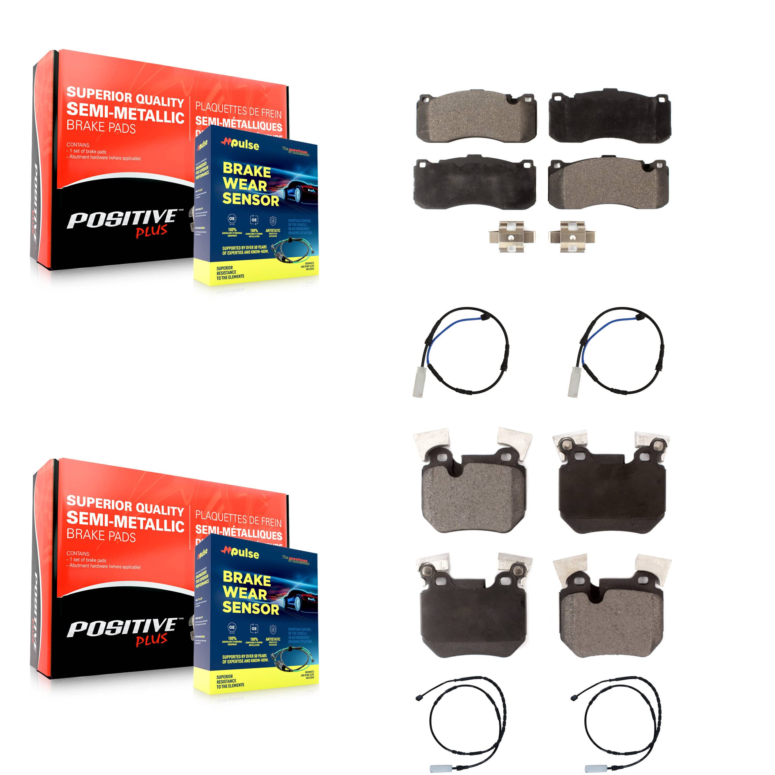 Positive Plus - KPW-100377 - Front and Rear Disc Brake Pad Kits