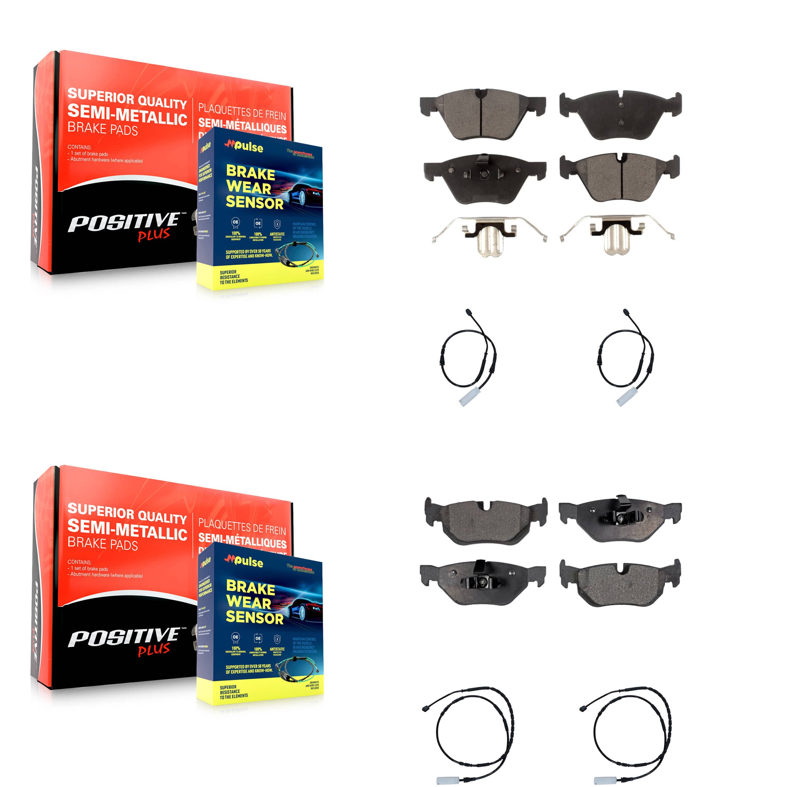Positive Plus - KPW-100379 - Front and Rear Disc Brake Pad Kits