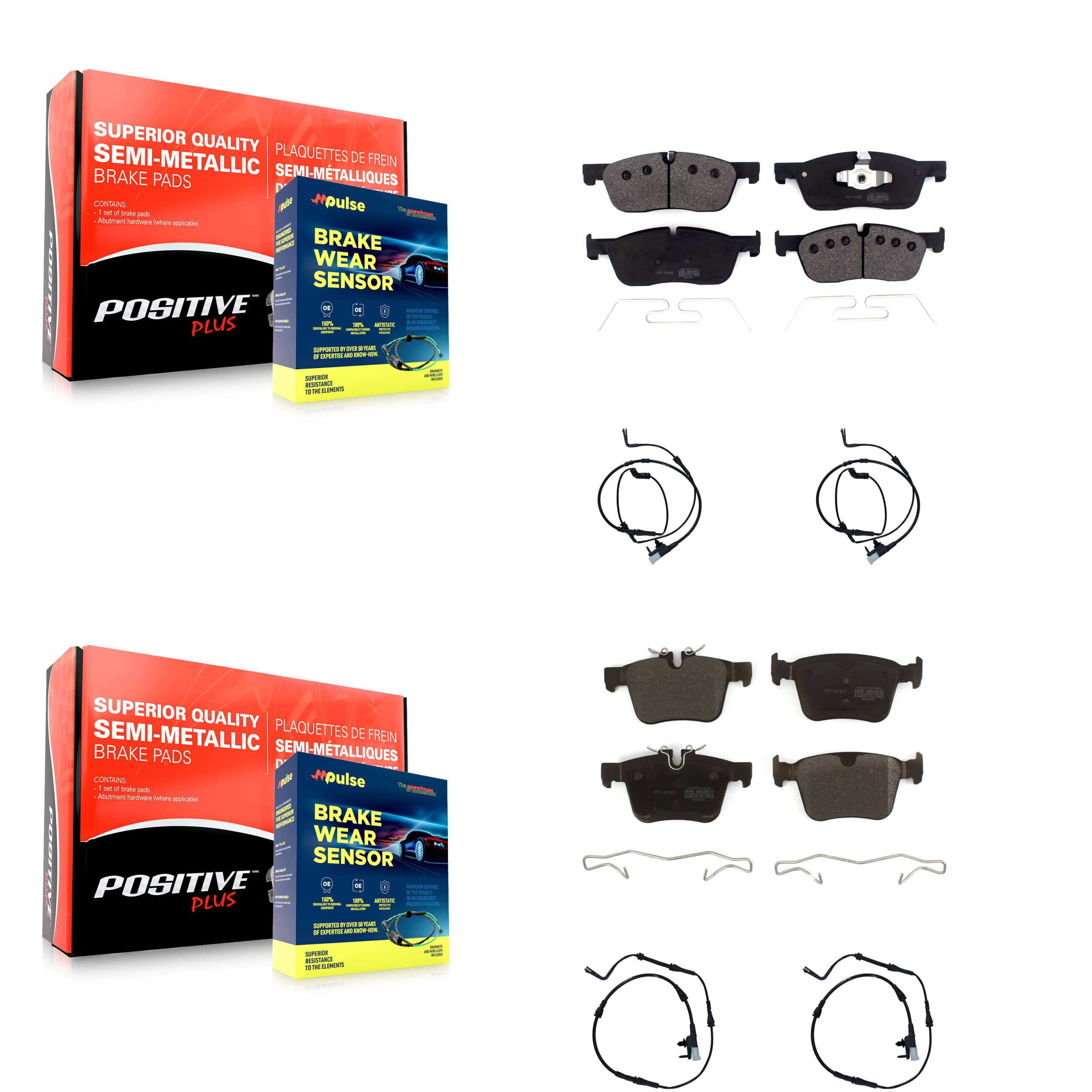 Positive Plus - KPW-100382 - Front and Rear Disc Brake Pad Kits