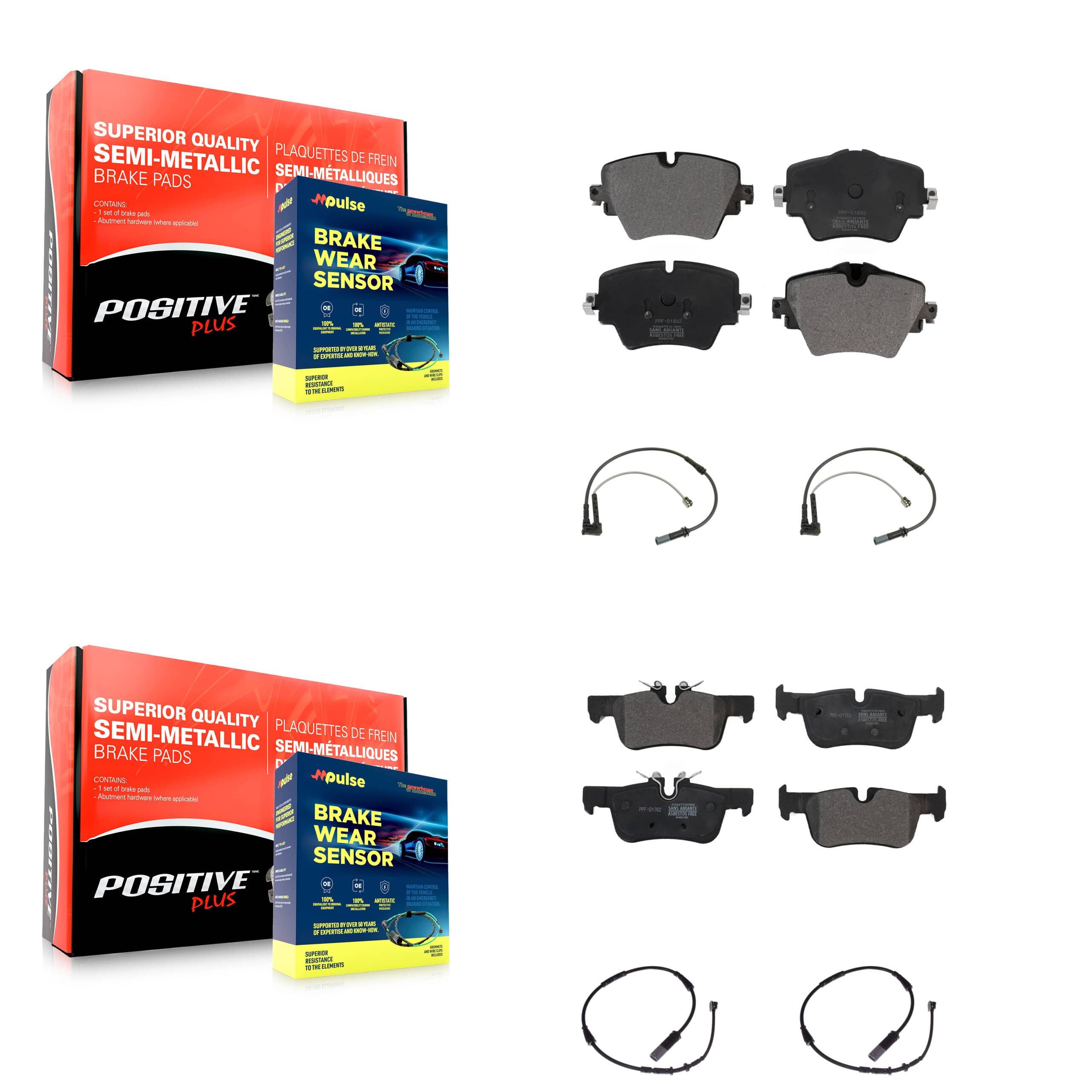 Positive Plus - KPW-100383 - Front and Rear Disc Brake Pad Kits
