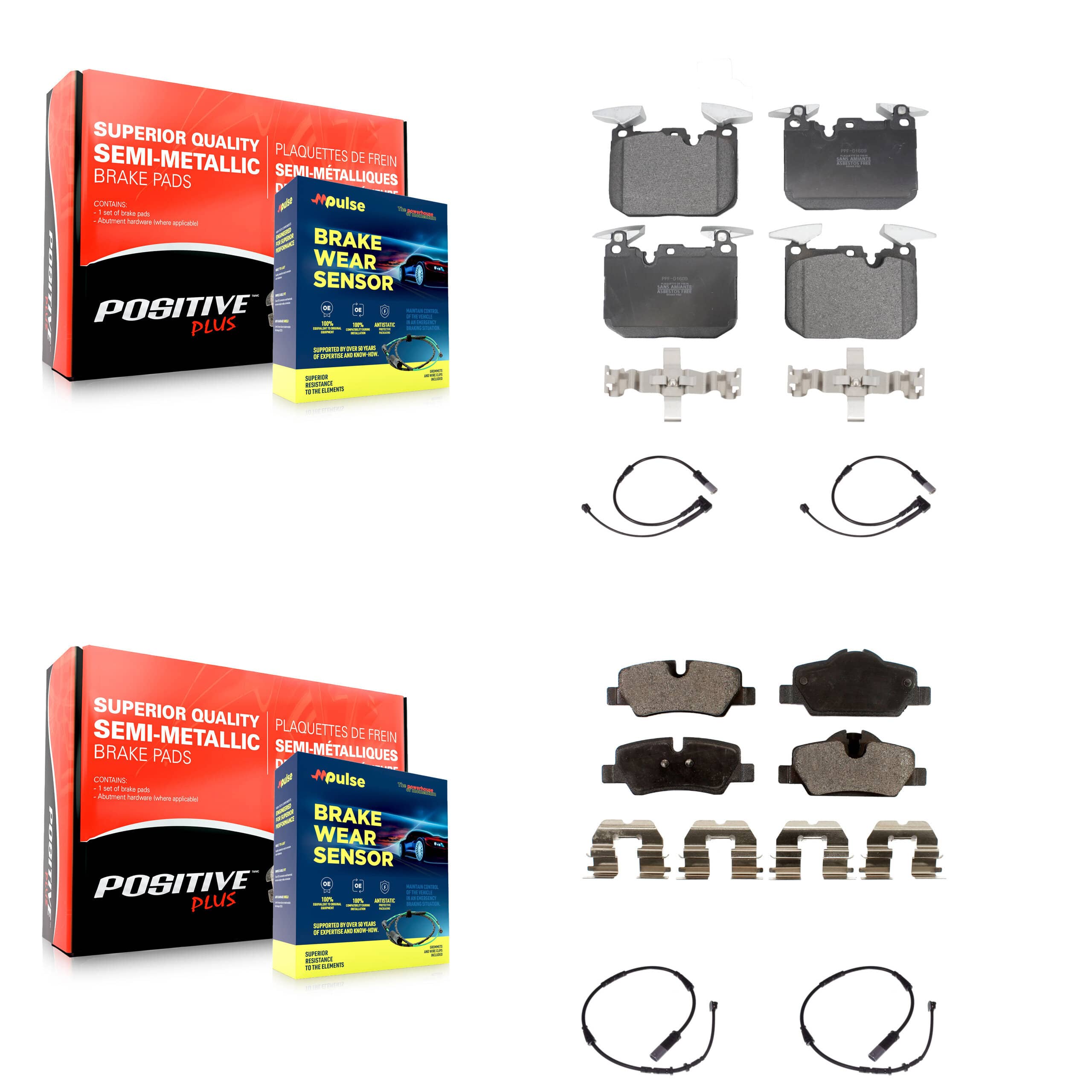 Positive Plus - KPW-100386 - Front and Rear Disc Brake Pad Kits