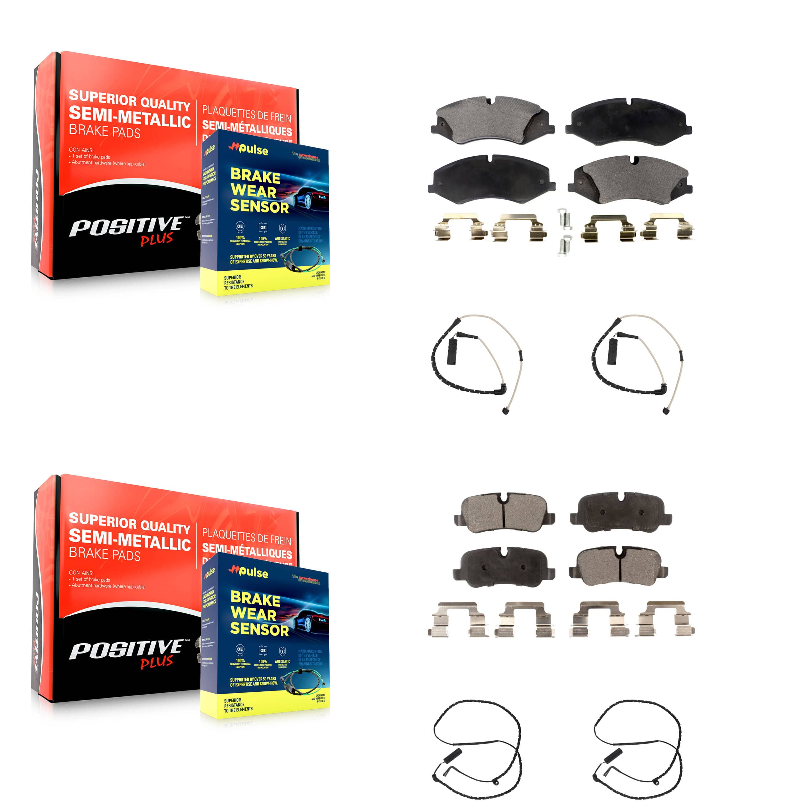 Positive Plus - KPW-100389 - Front and Rear Disc Brake Pad Kits