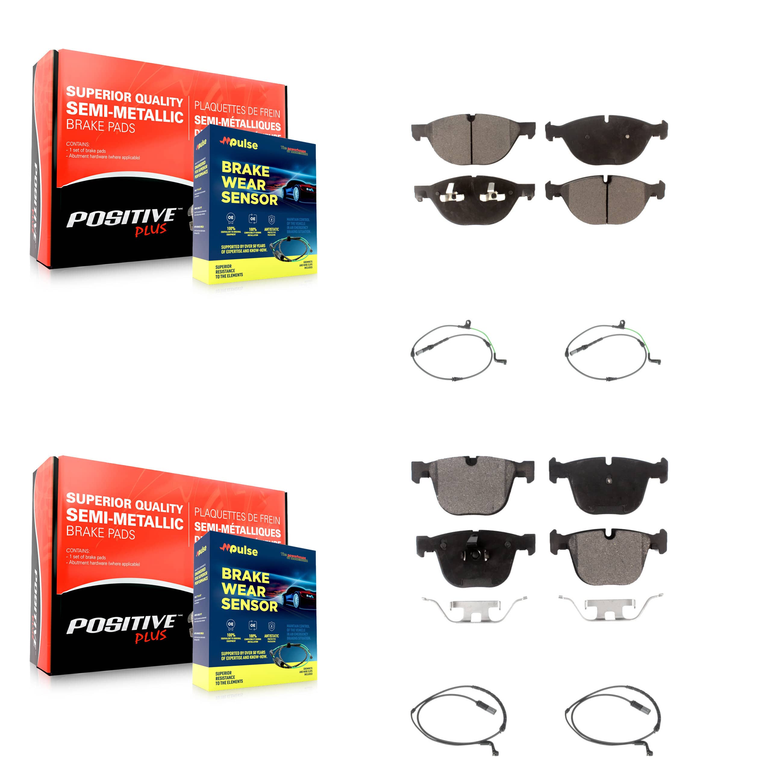 Positive Plus - KPW-100401 - Front and Rear Disc Brake Pad Kits