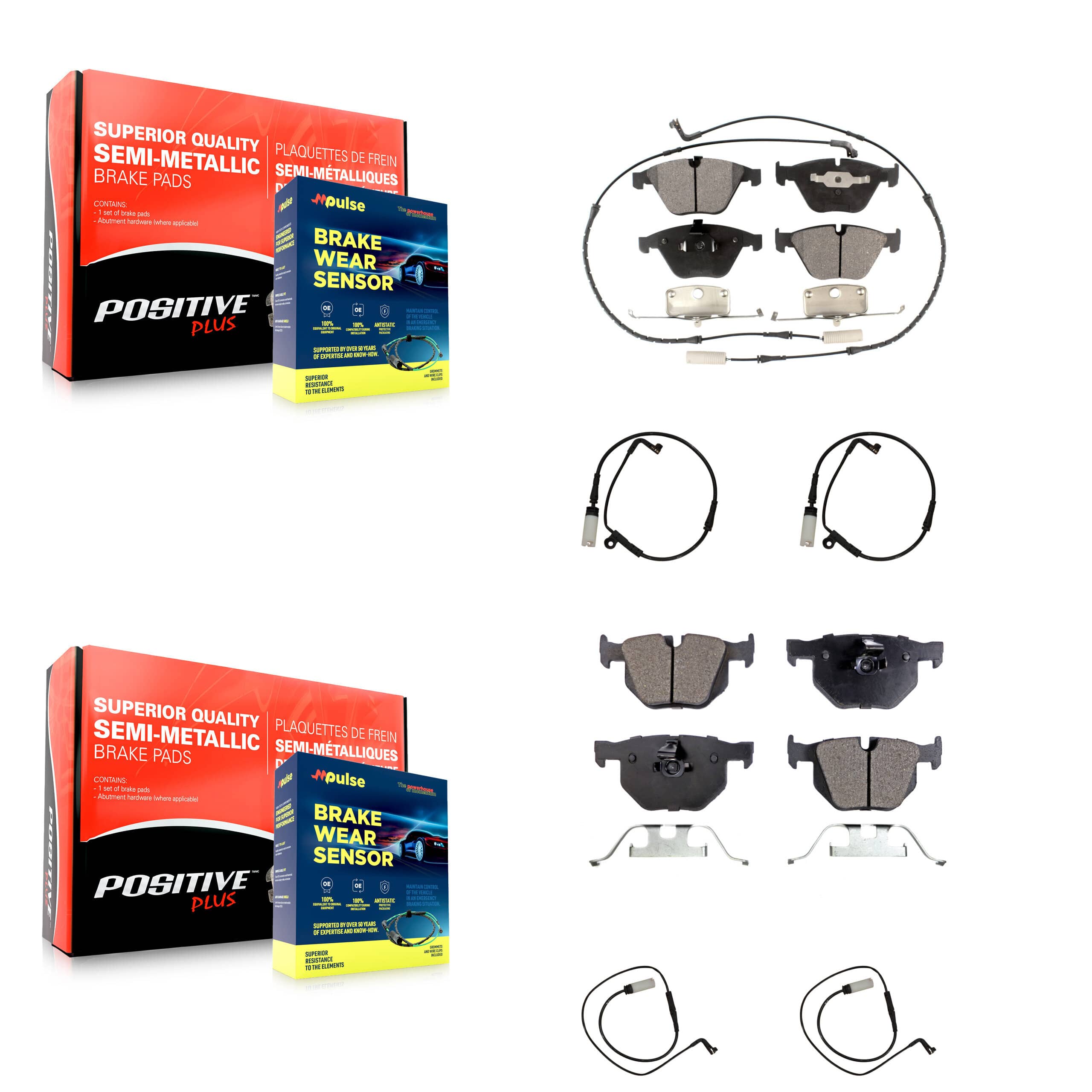 Positive Plus - KPW-100414 - Front and Rear Disc Brake Pad Kits