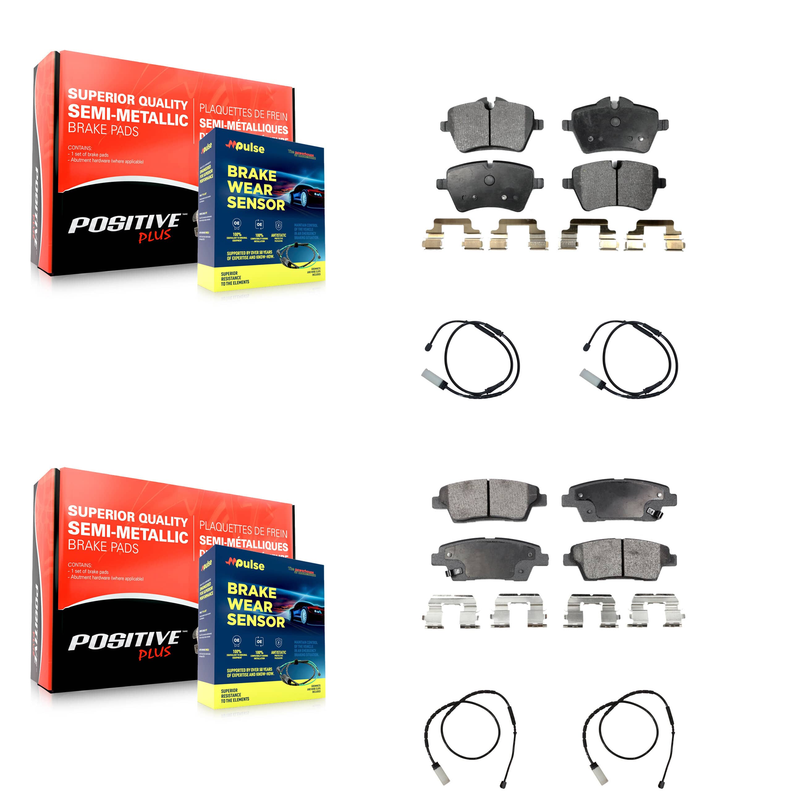 Positive Plus - KPW-100420 - Front and Rear Disc Brake Pad Kits