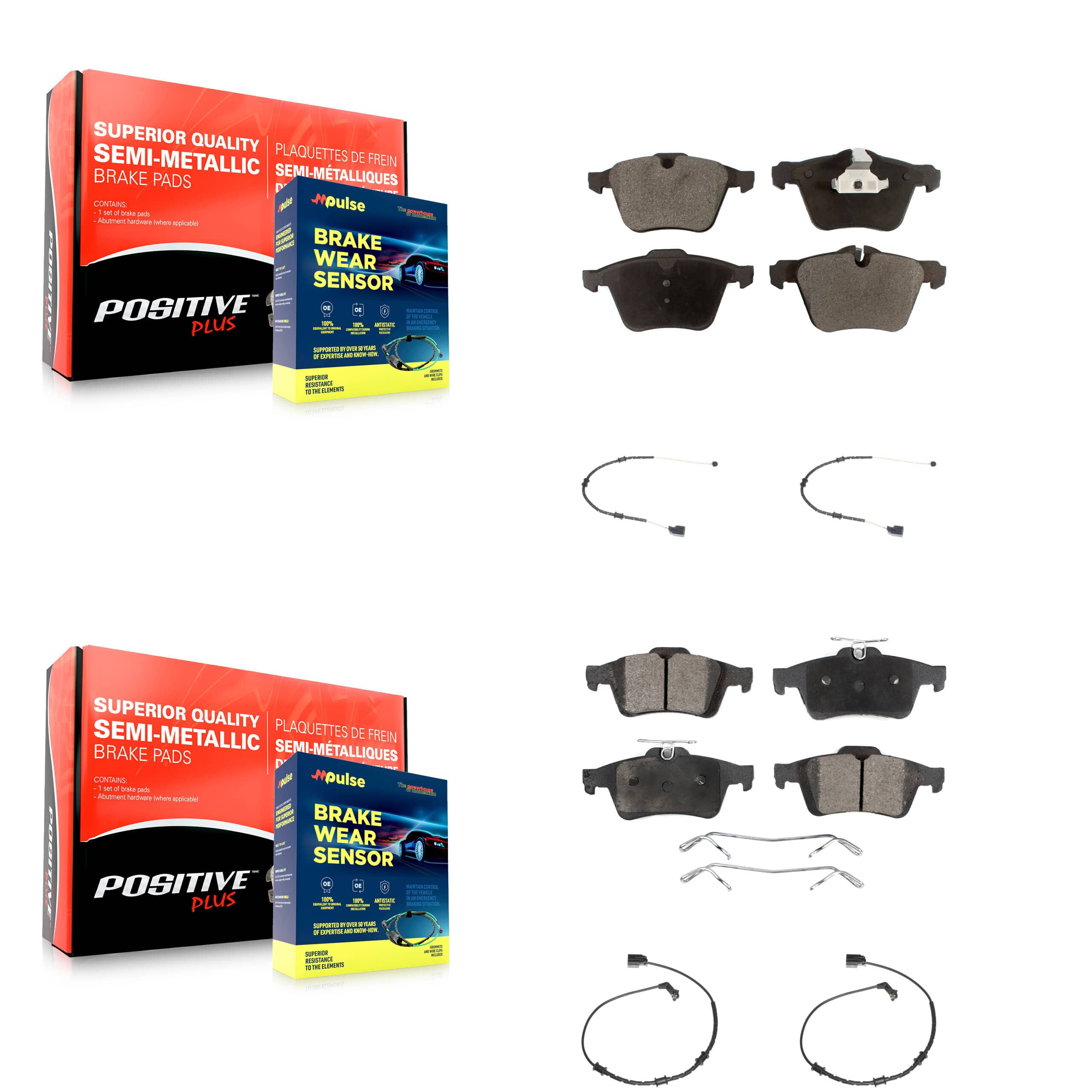 Positive Plus - KPW-100428 - Front and Rear Disc Brake Pad Kits