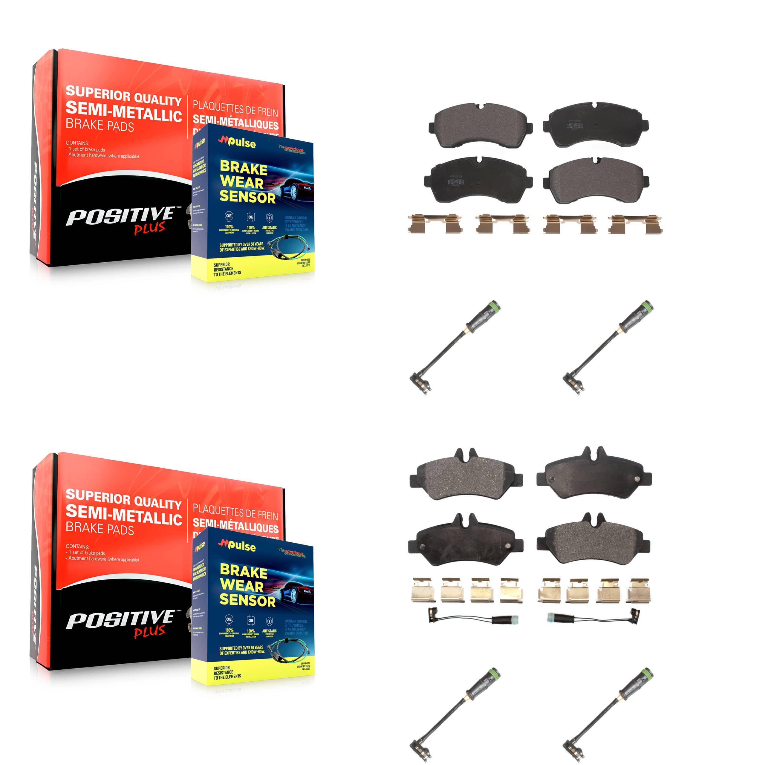 Positive Plus - KPW-101271 - Front and Rear Disc Brake Pad Kits