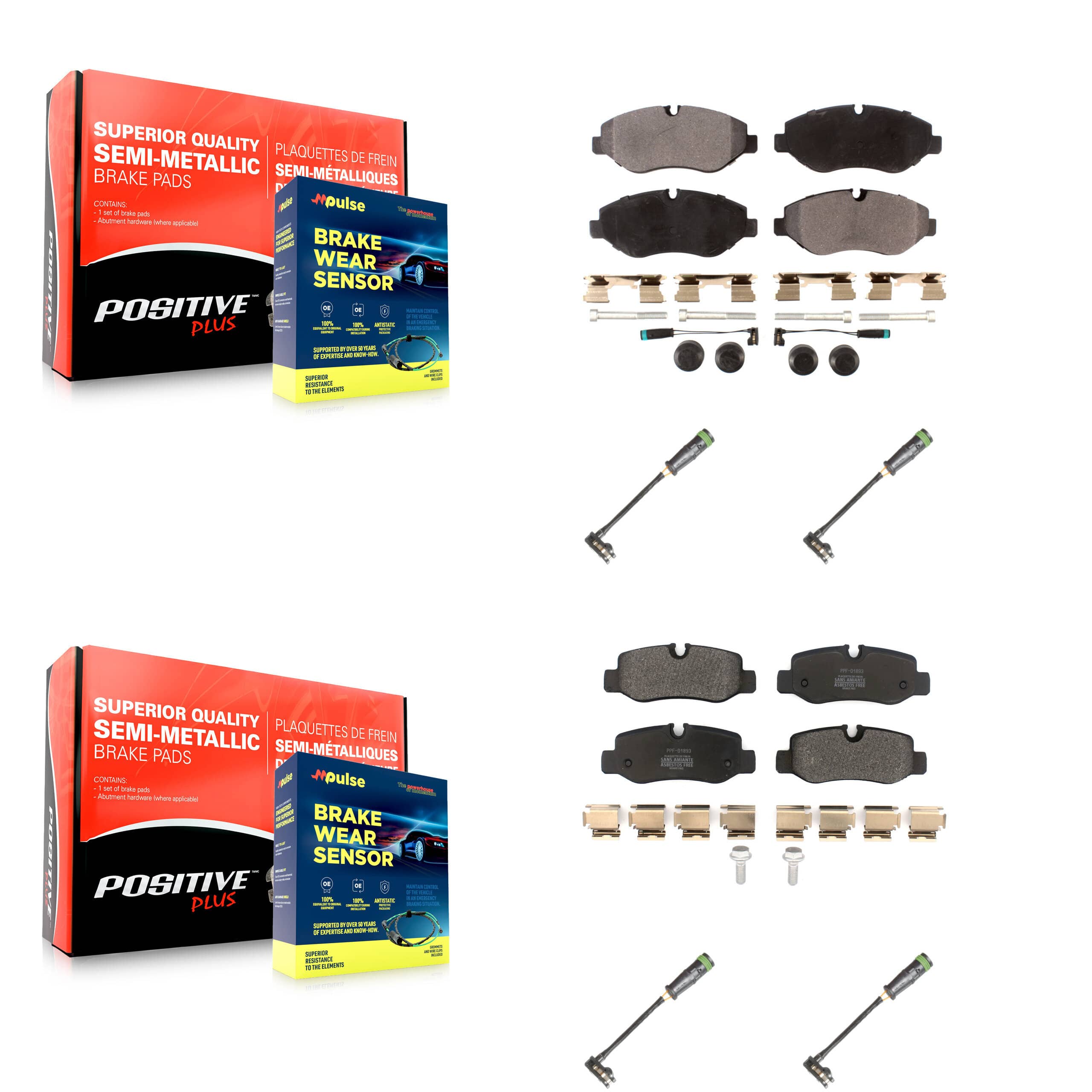 Positive Plus - KPW-101272 - Front and Rear Disc Brake Pad Kits