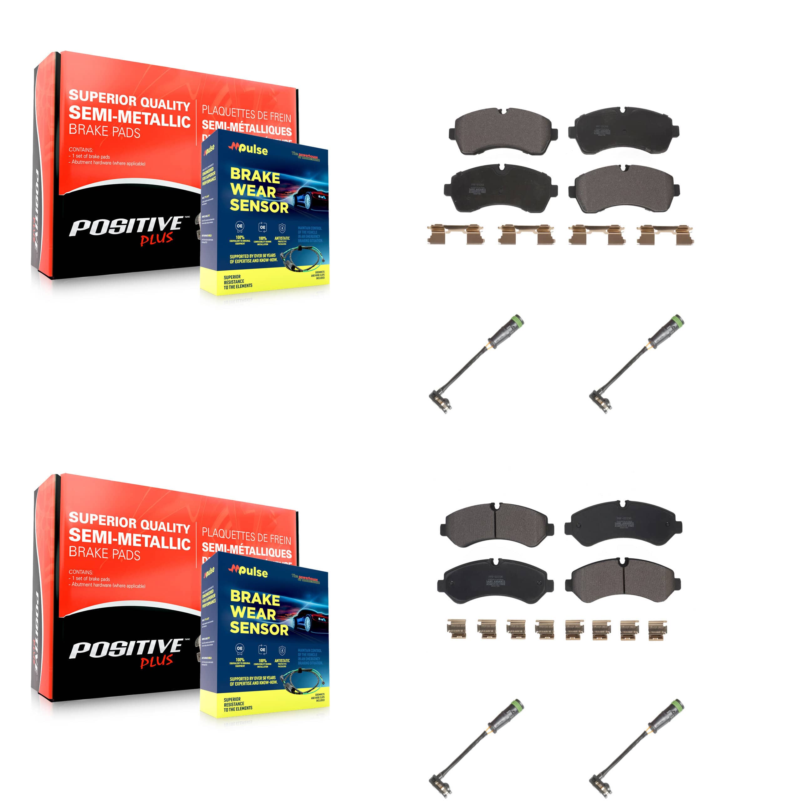 Positive Plus - KPW-101274 - Front and Rear Disc Brake Pad Kits