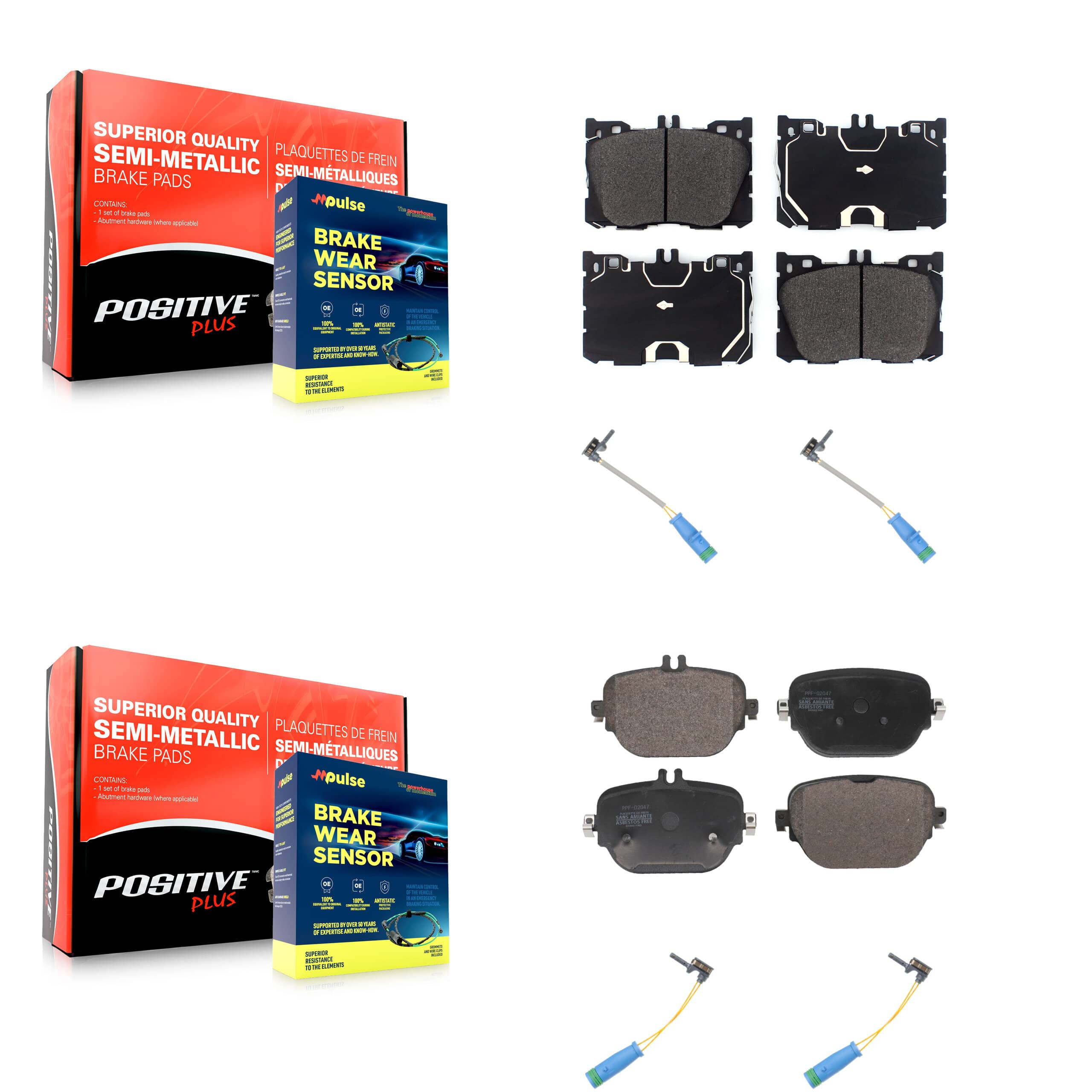 Positive Plus - KPW-101357 - Front and Rear Disc Brake Pad Kits