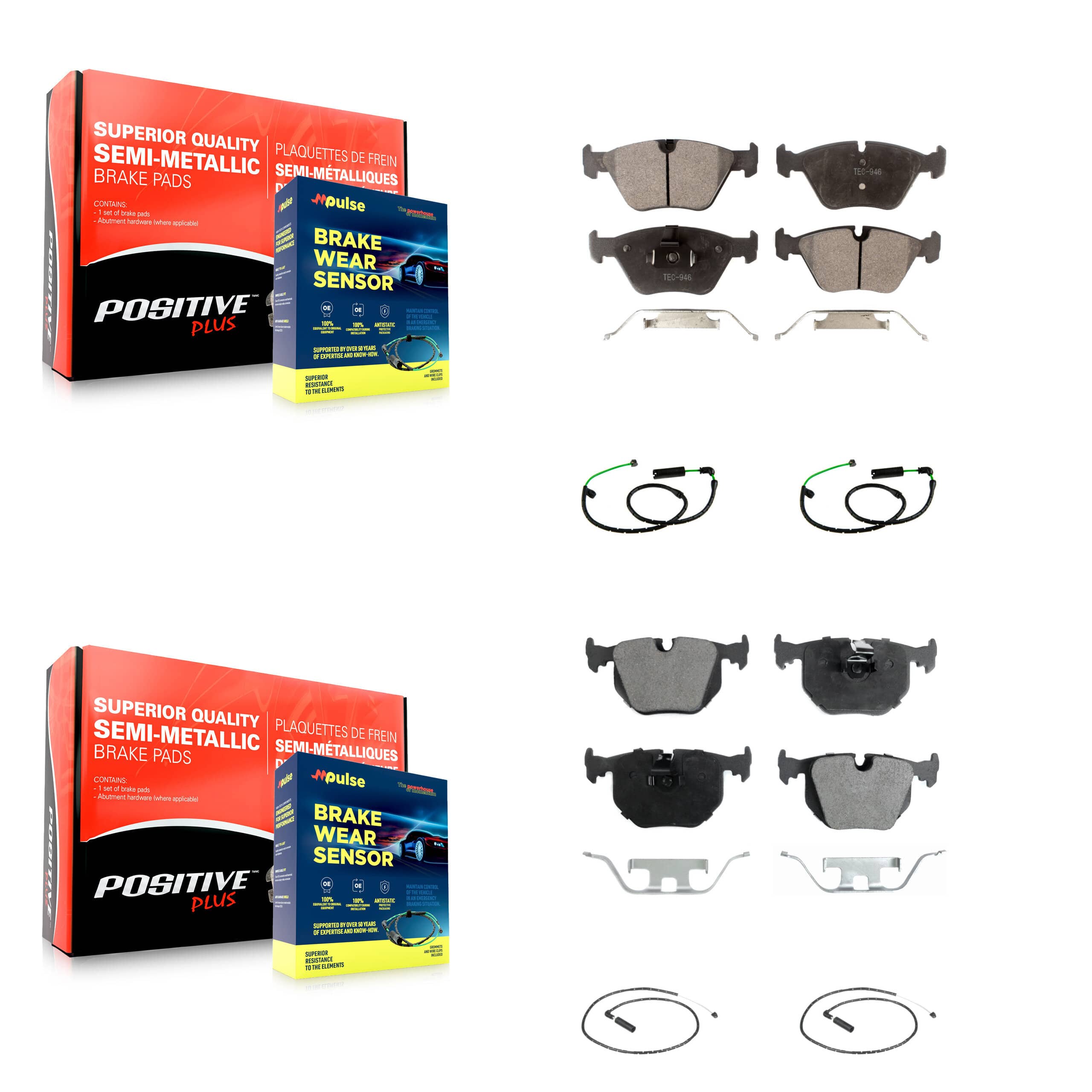 Positive Plus - KPW-101479 - Front and Rear Disc Brake Pad Kits