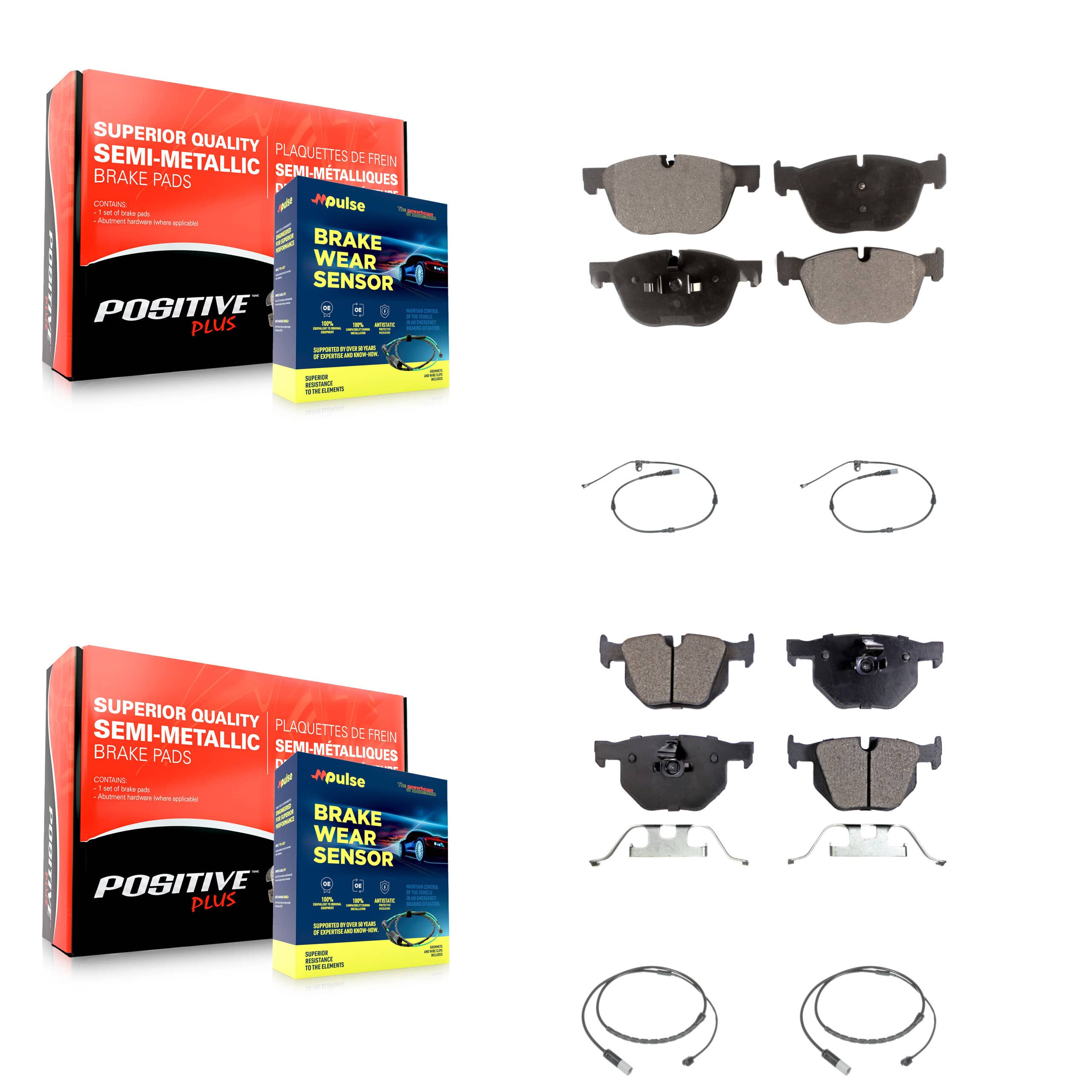 Positive Plus - KPW-101490 - Front and Rear Disc Brake Pad Kits