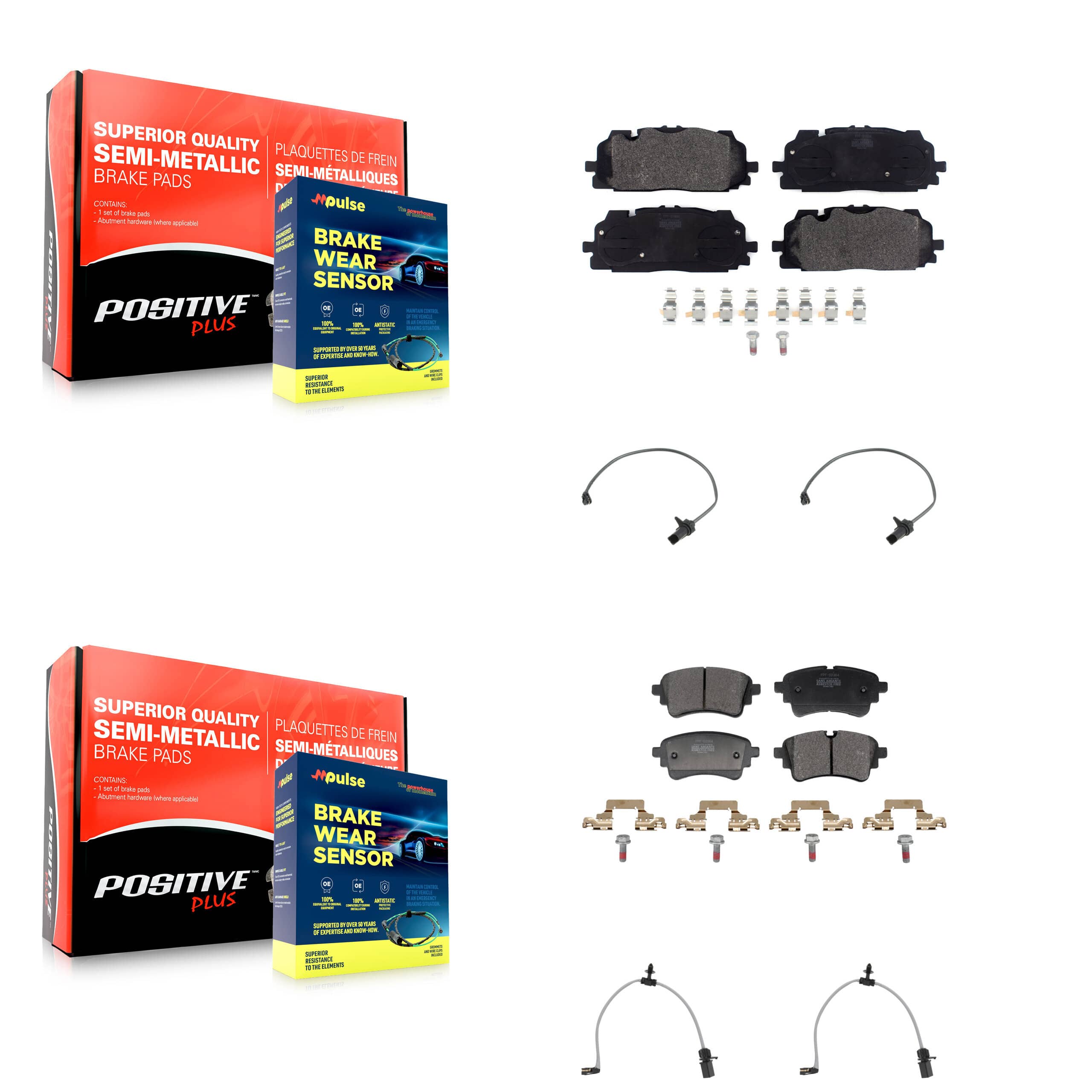 Positive Plus - KPW-101497 - Front and Rear Disc Brake Pad Kits