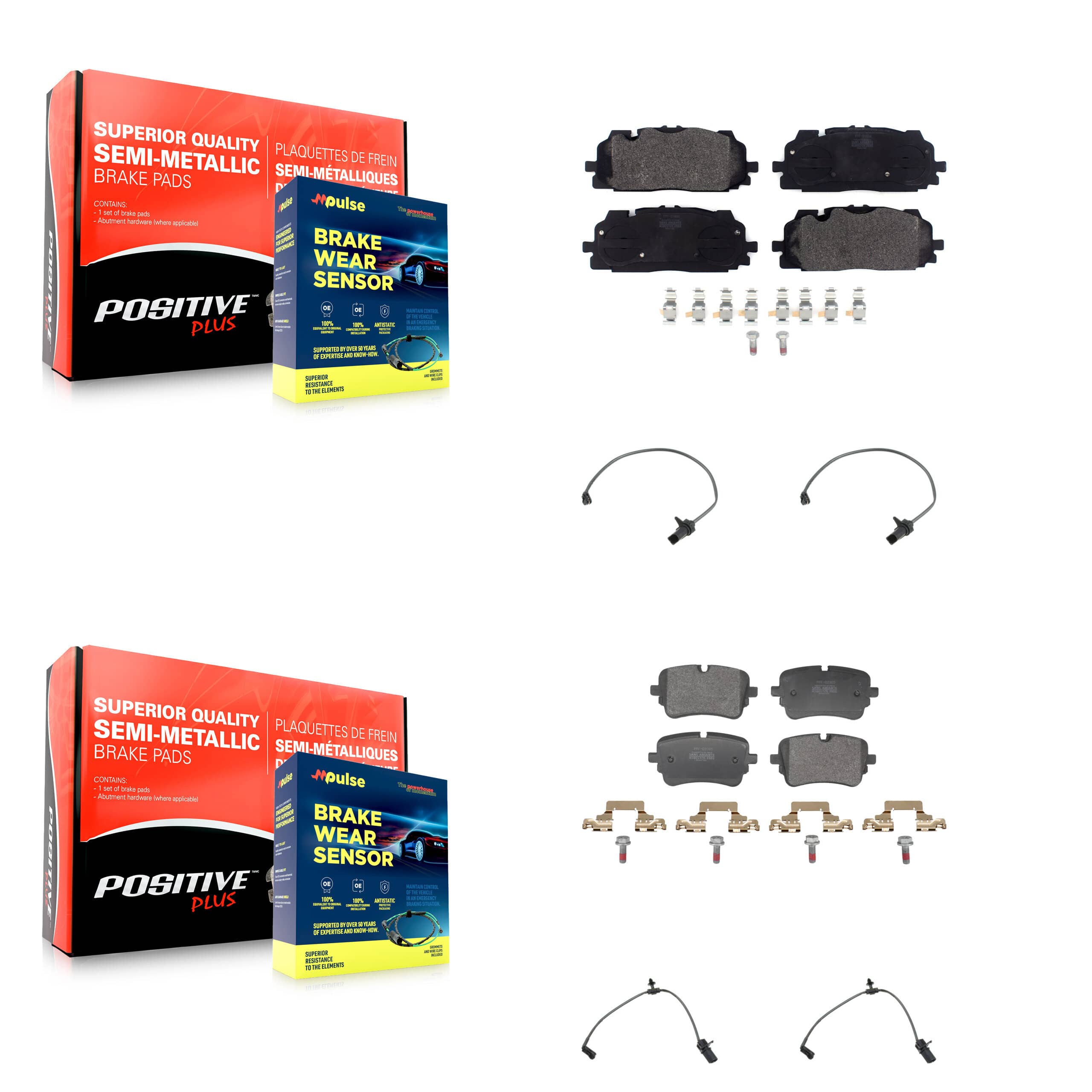 Positive Plus - KPW-101501 - Front and Rear Disc Brake Pad Kits