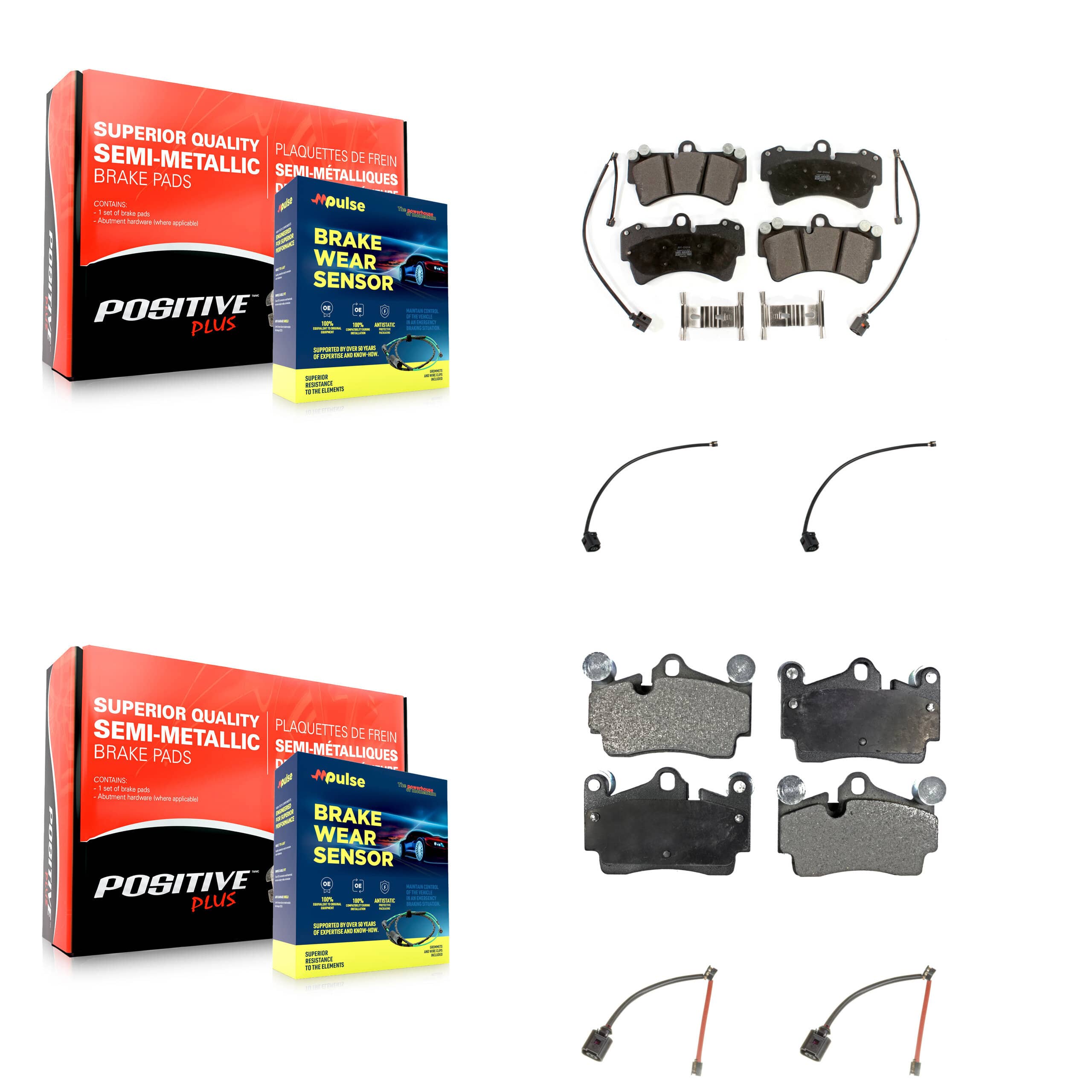 Positive Plus - KPW-101512 - Front and Rear Disc Brake Pad Kits