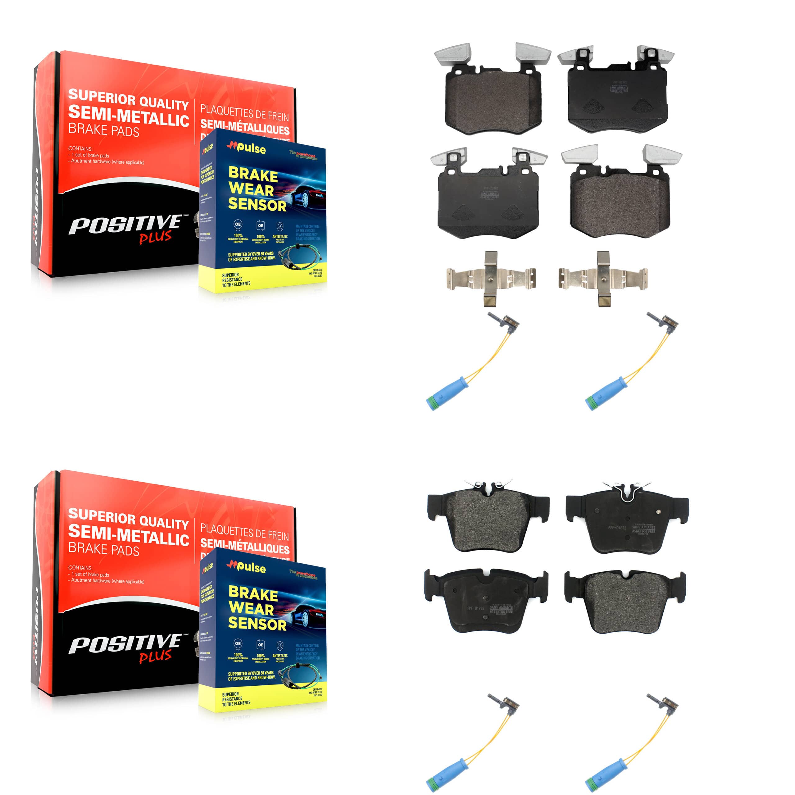 Positive Plus - KPW-101515 - Front and Rear Disc Brake Pad Kits