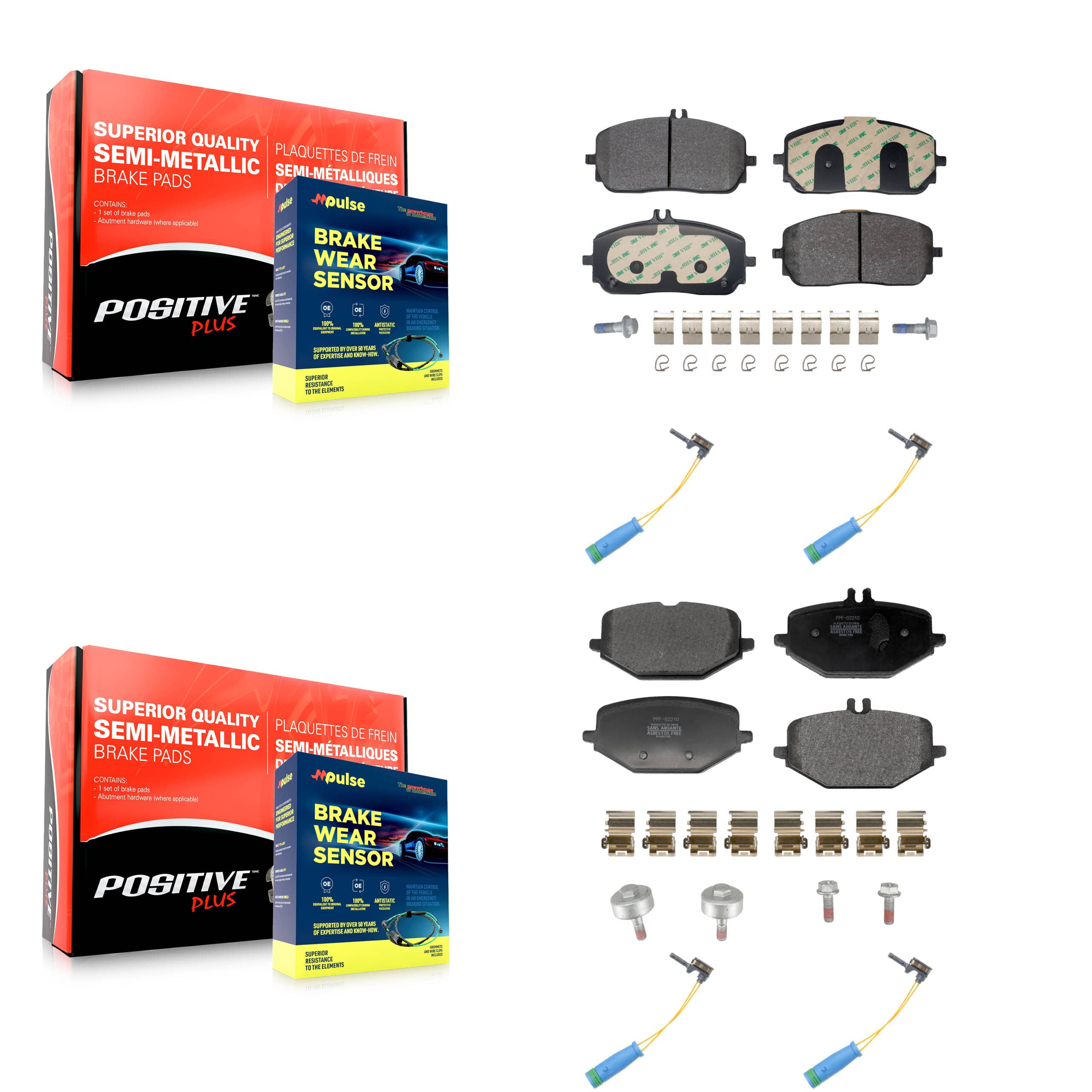 Positive Plus - KPW-101516 - Front and Rear Disc Brake Pad Kits