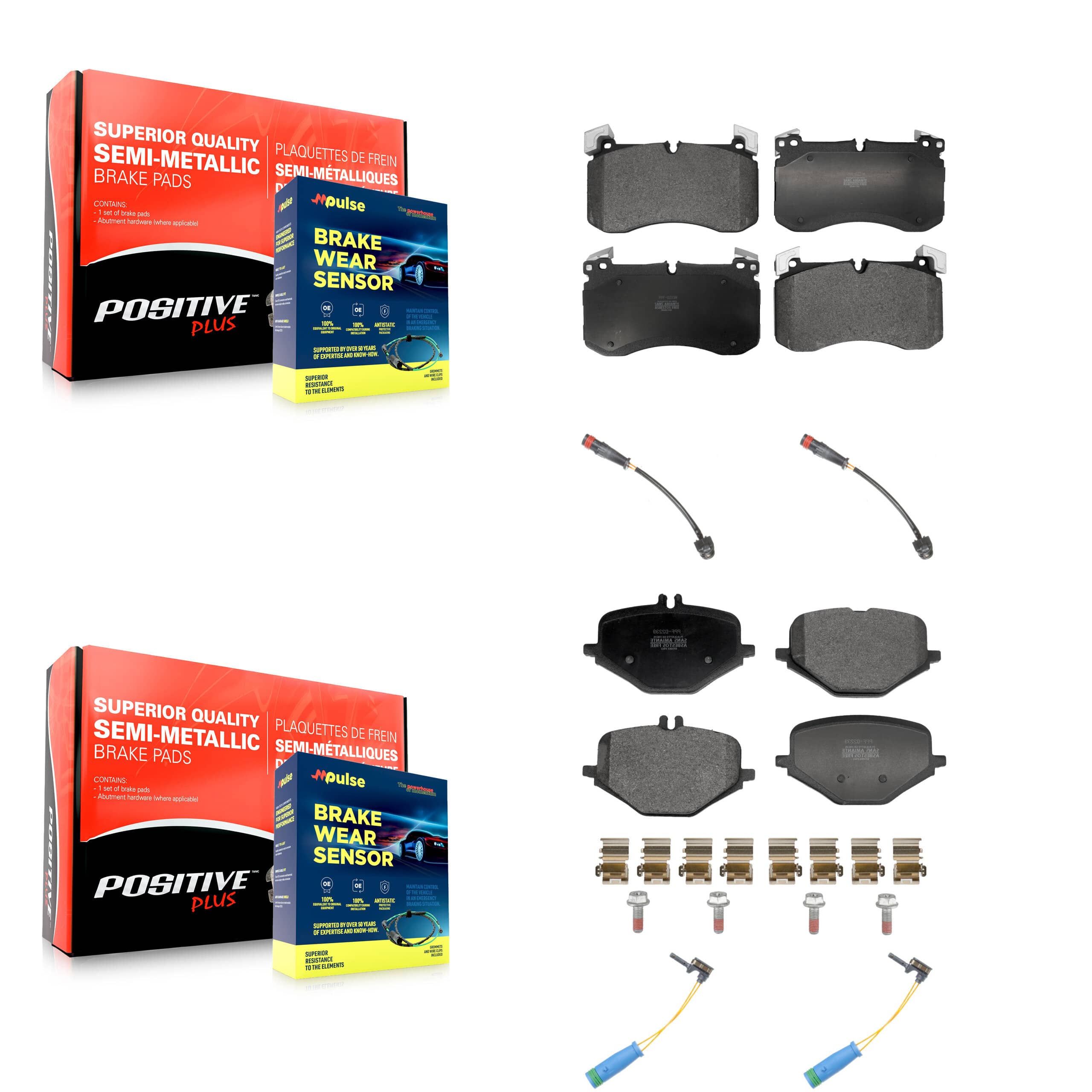 Positive Plus - KPW-101517 - Front and Rear Disc Brake Pad Kits