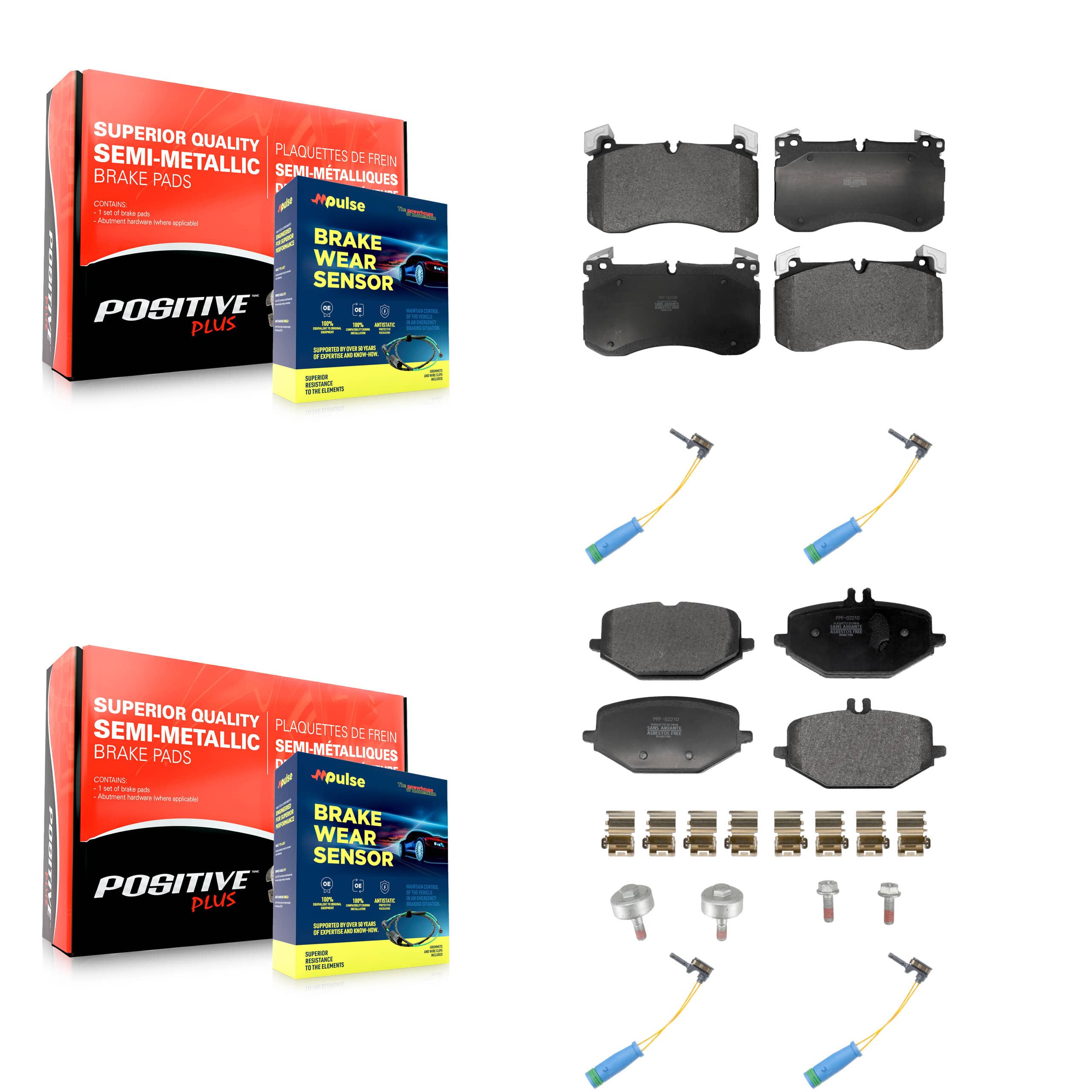 Positive Plus - KPW-101520 - Front and Rear Disc Brake Pad Kits