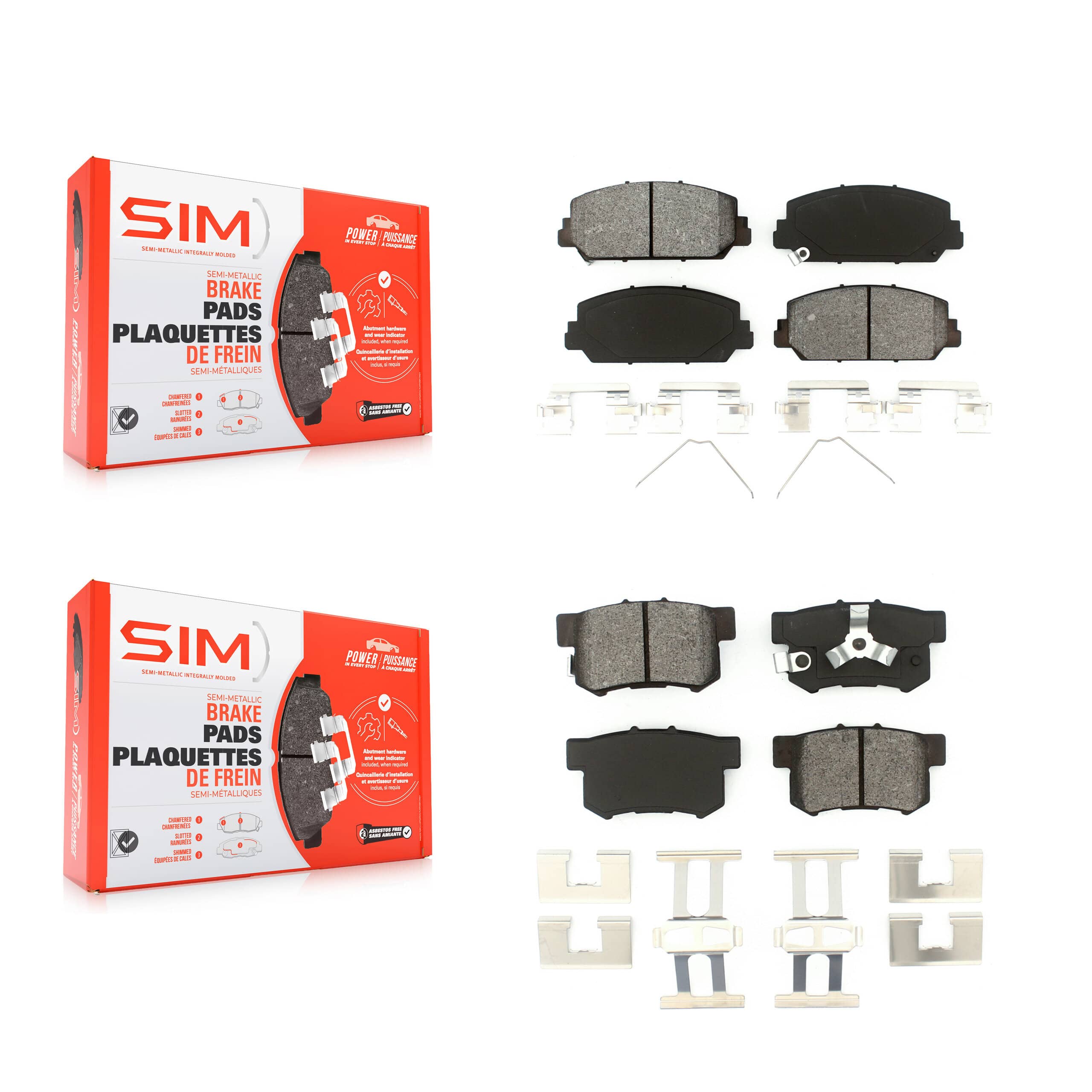 SIM - KSM-100212 - Front and Rear Disc Brake Pad Kits