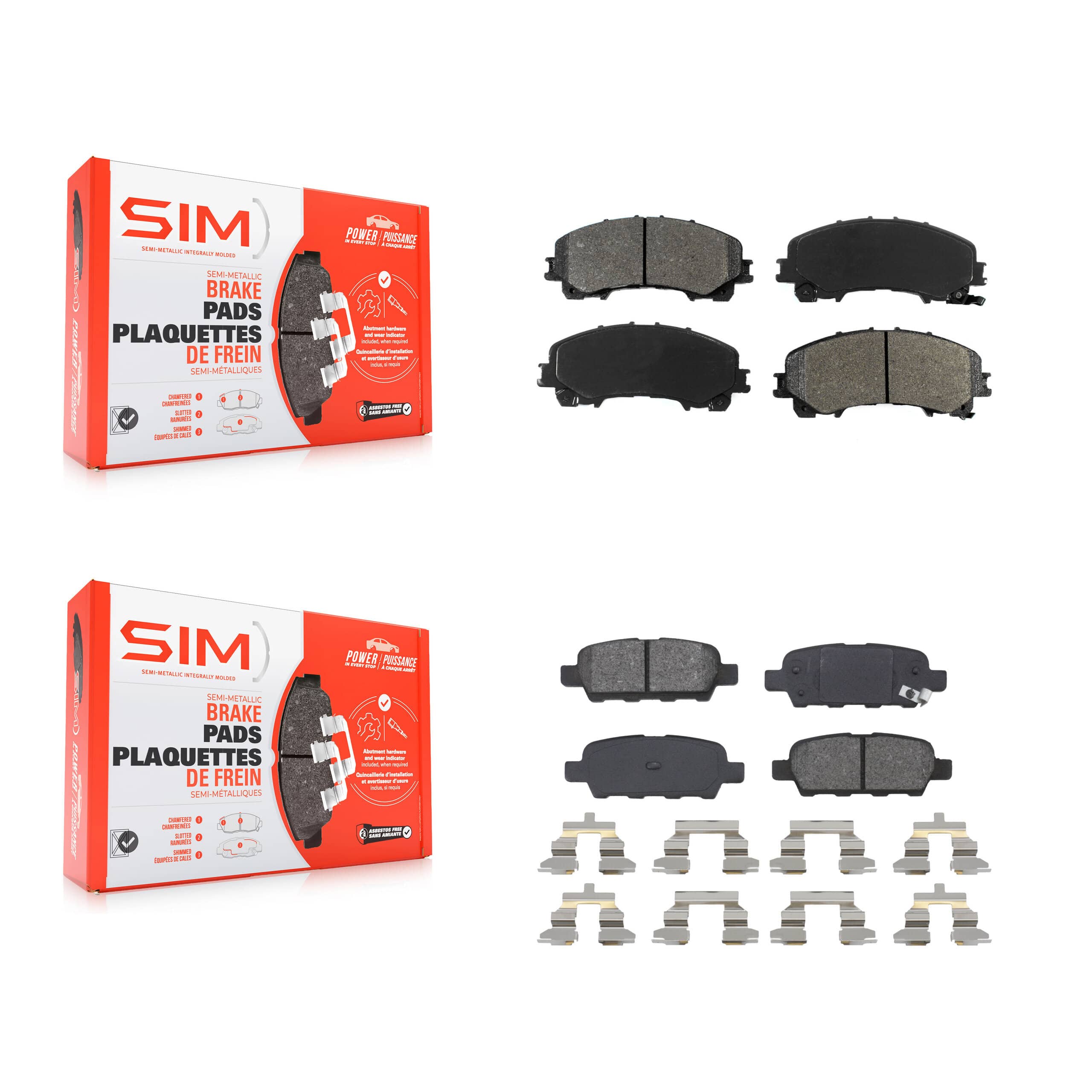SIM - KSM-100219 - Front and Rear Disc Brake Pad Kits
