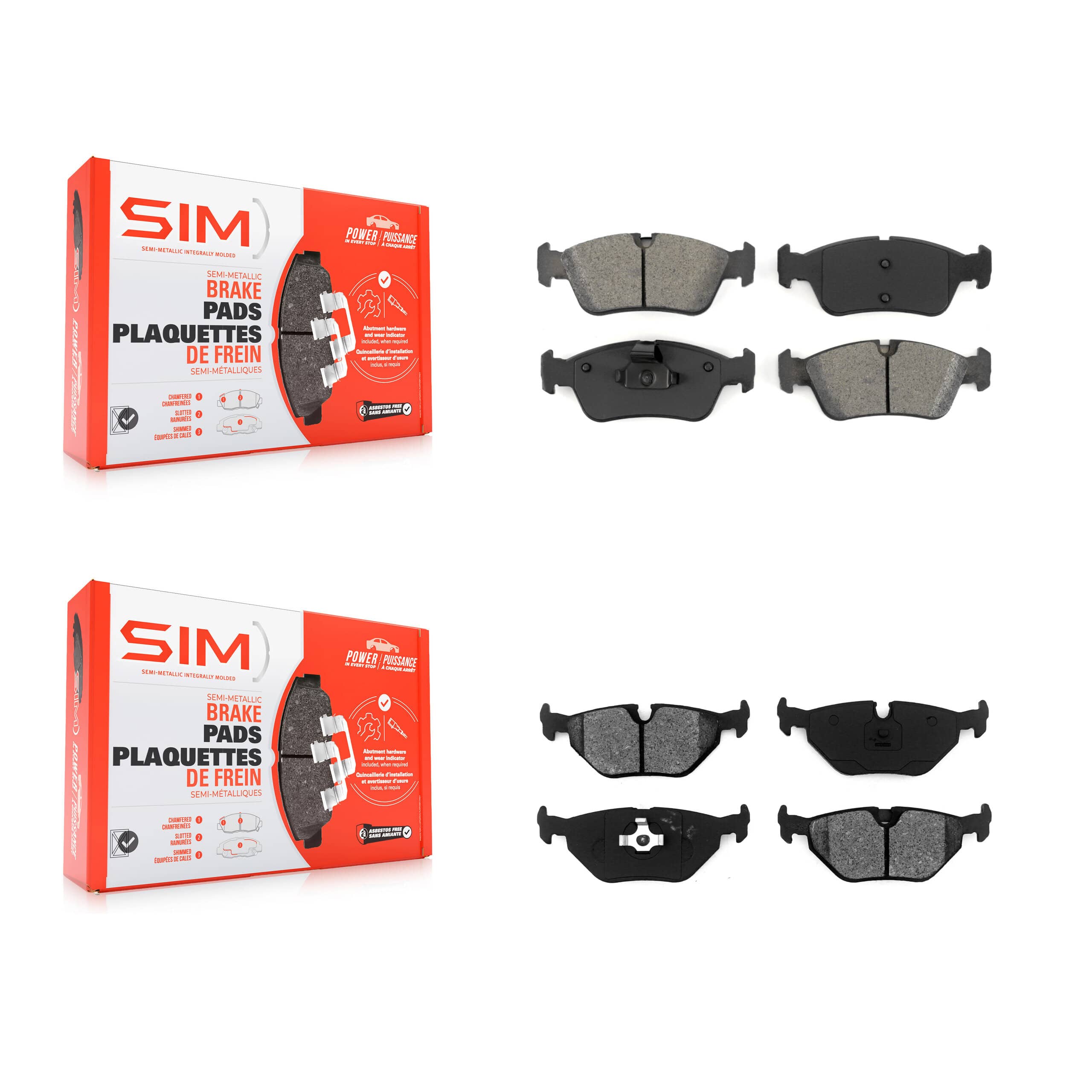 SIM - KSM-100322 - Front and Rear Disc Brake Pad Kits
