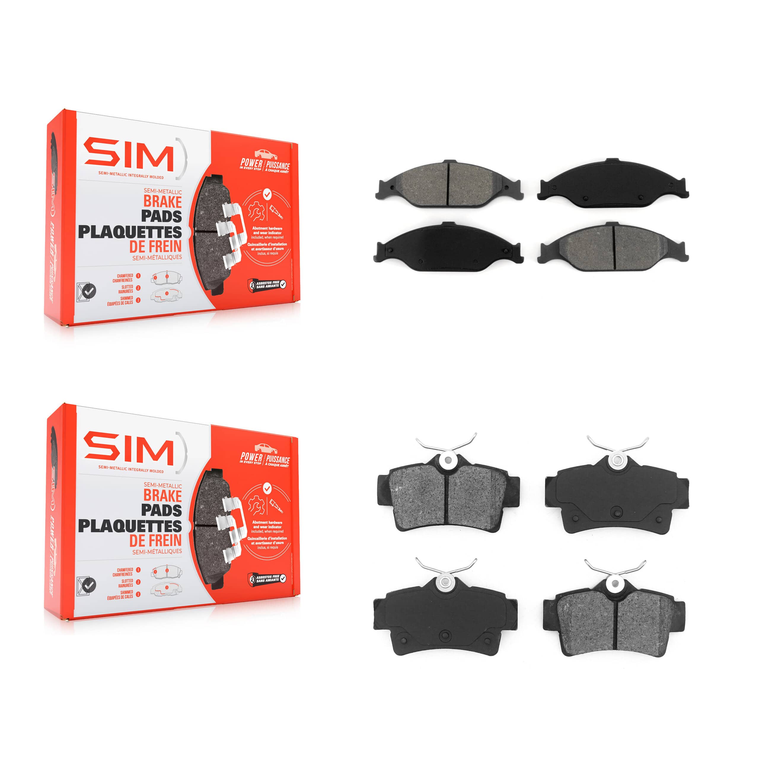 SIM - KSM-100340 - Front and Rear Disc Brake Pad Kits