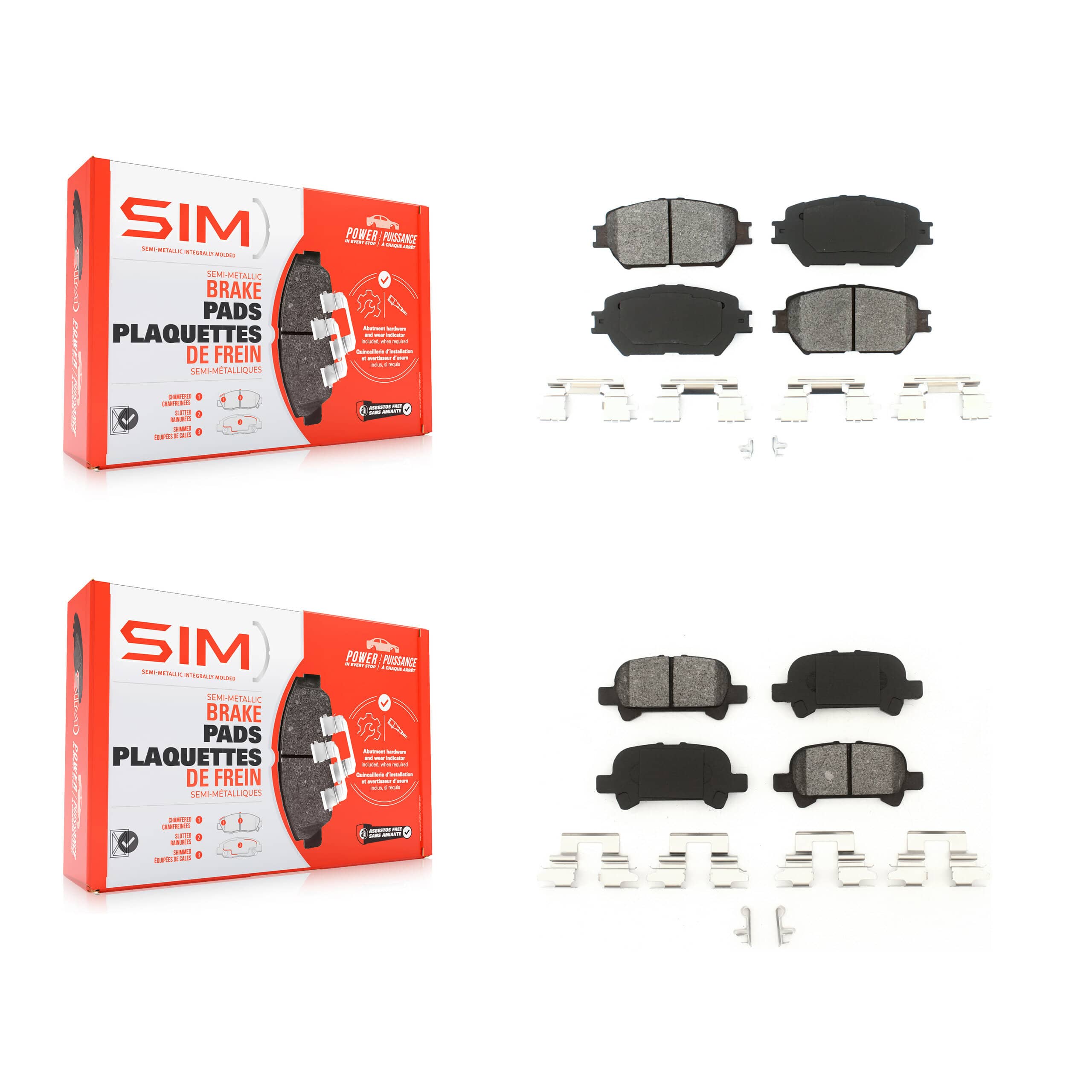 SIM - KSM-100402 - Front and Rear Disc Brake Pad Kits