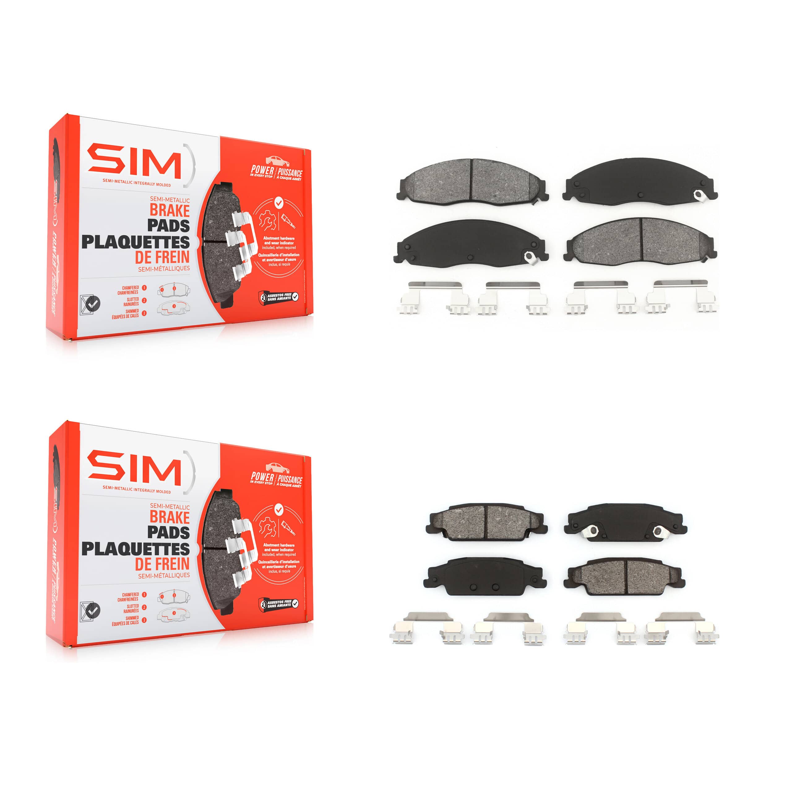 SIM - KSM-100418 - Front and Rear Disc Brake Pad Kits