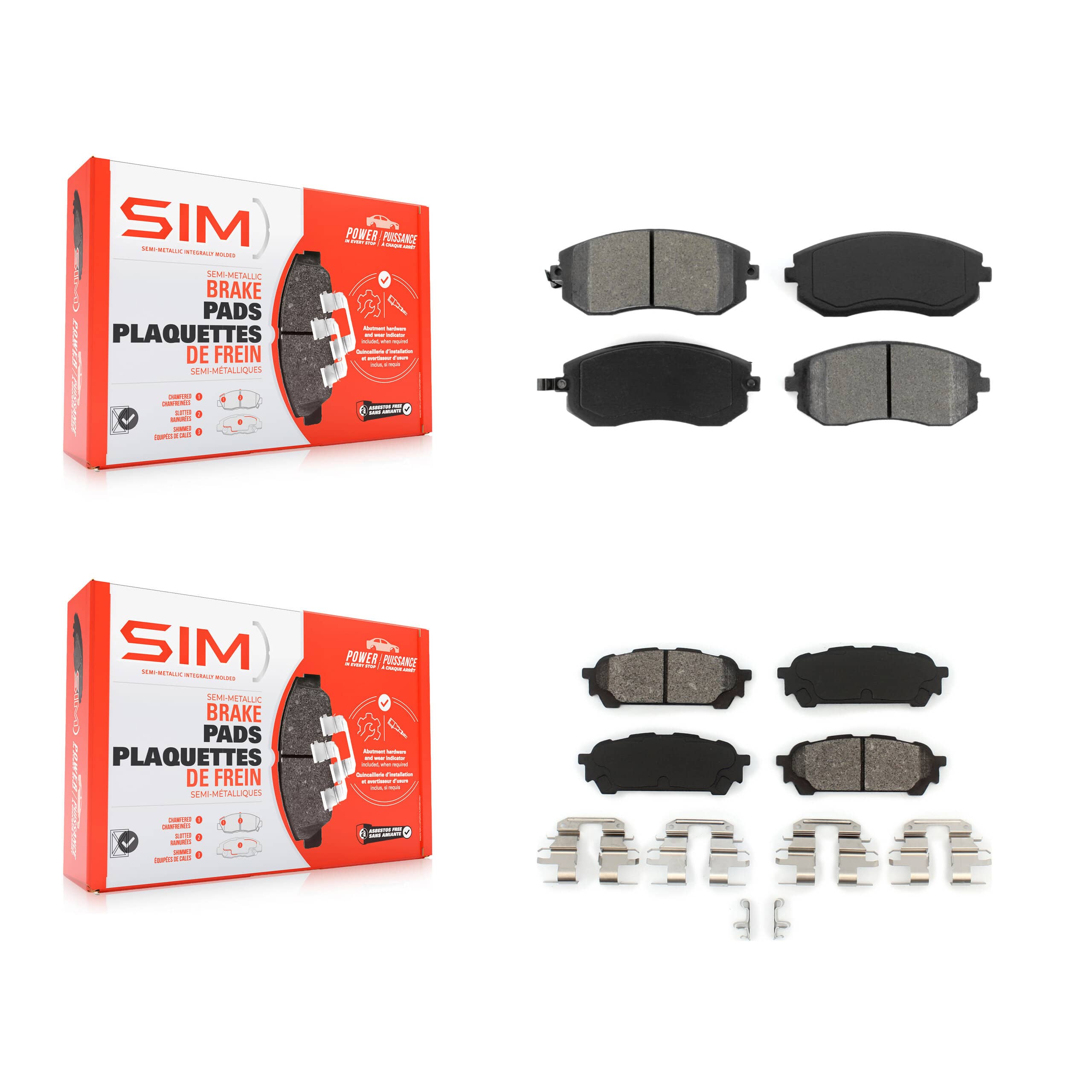 SIM - KSM-100423 - Front and Rear Disc Brake Pad Kits