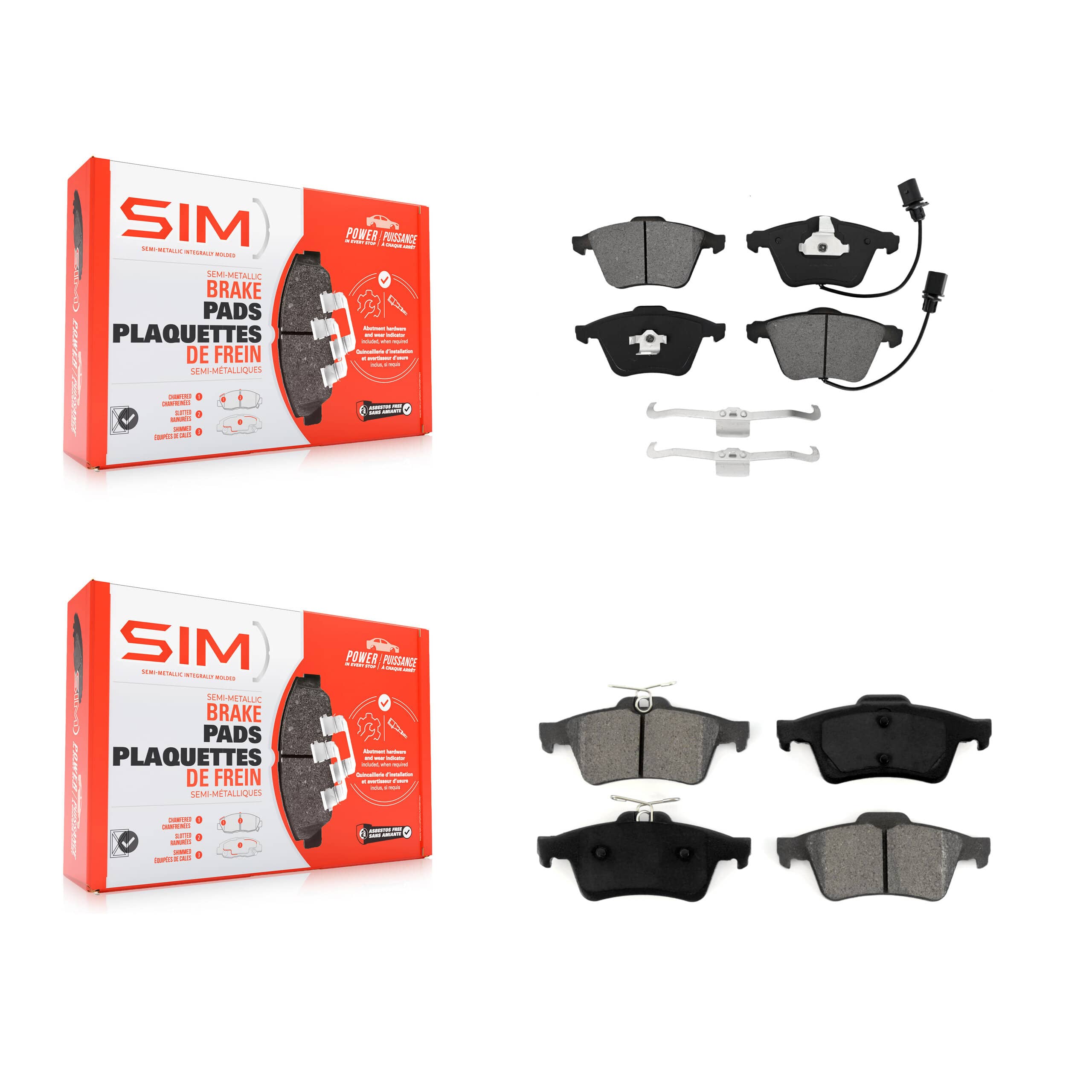 SIM - KSM-100490 - Front and Rear Disc Brake Pad Kits