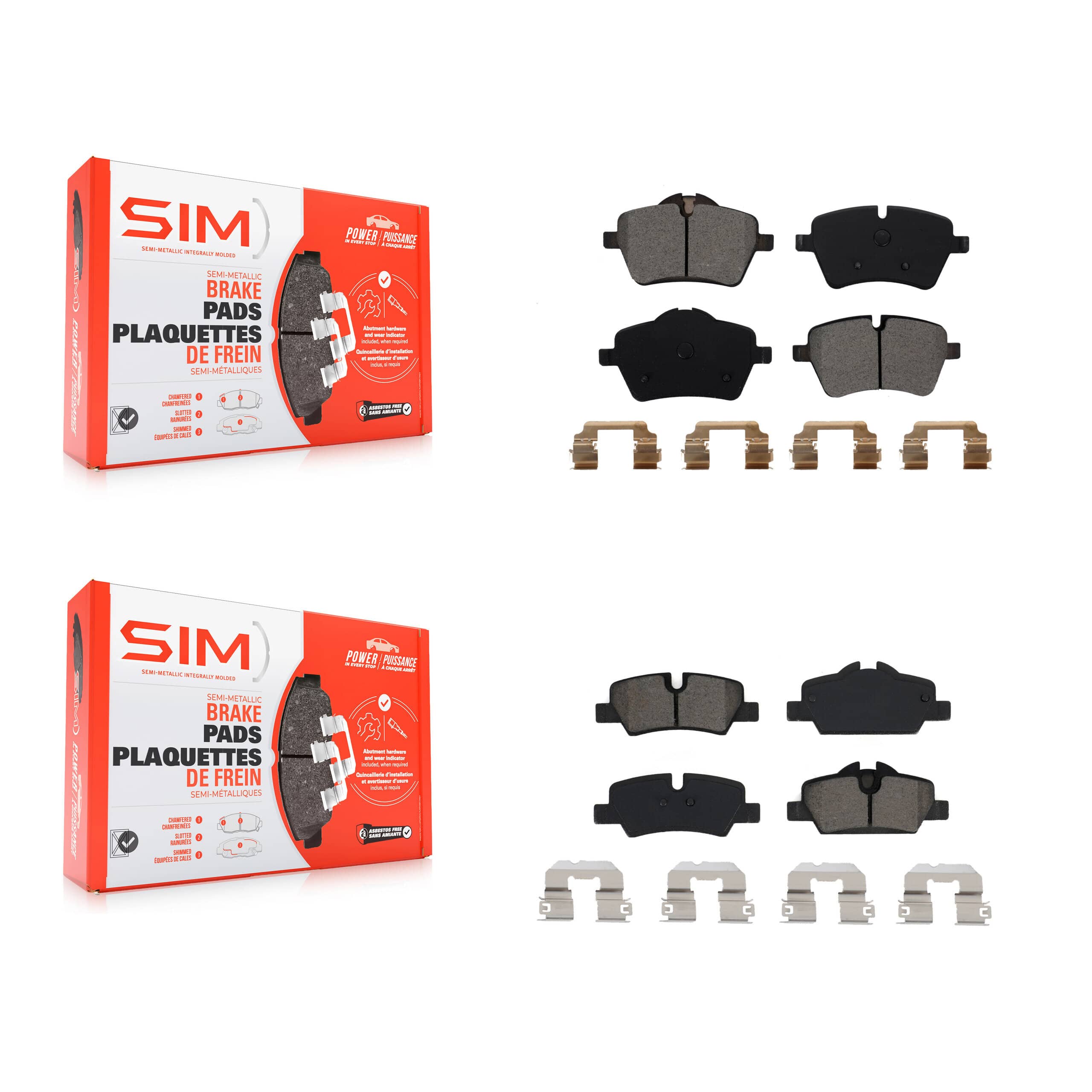 SIM - KSM-100492 - Front and Rear Disc Brake Pad Kits